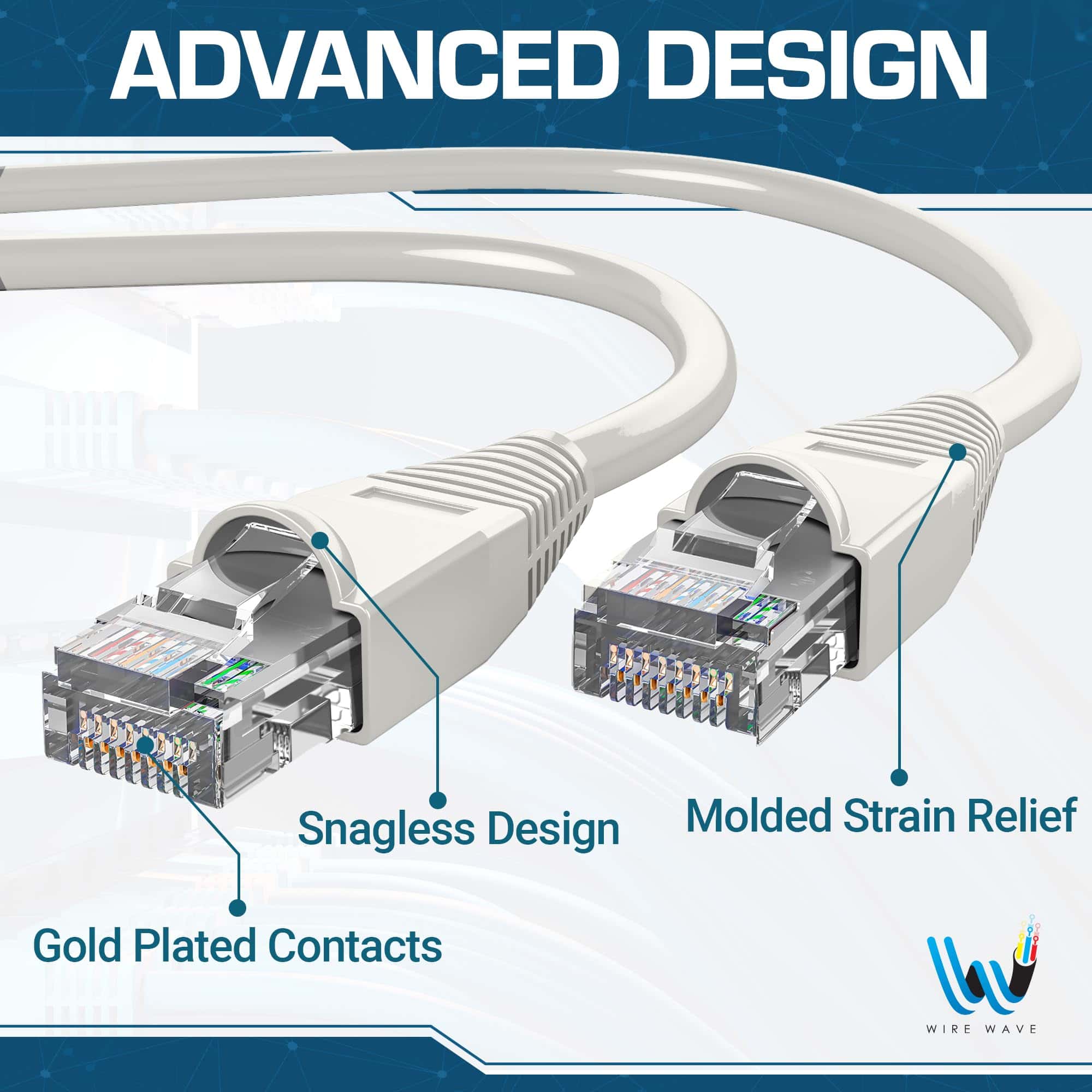 Cable de Ethernet Cat6 WIRE WAVE (Paquete de -Blanco - Image 6