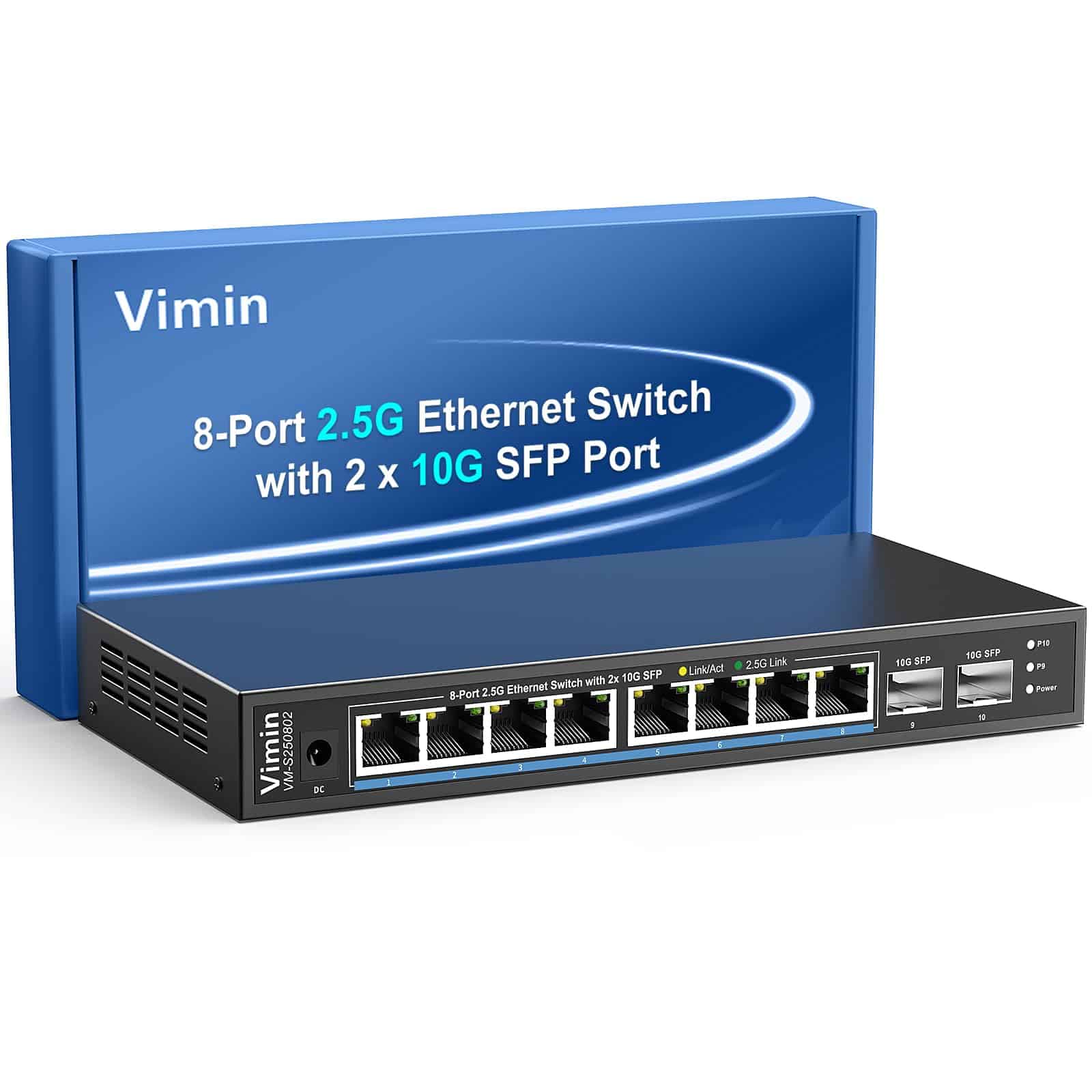 Switch Ethernet no administrado de 10 puertos 2.5G, VIMIN 8
