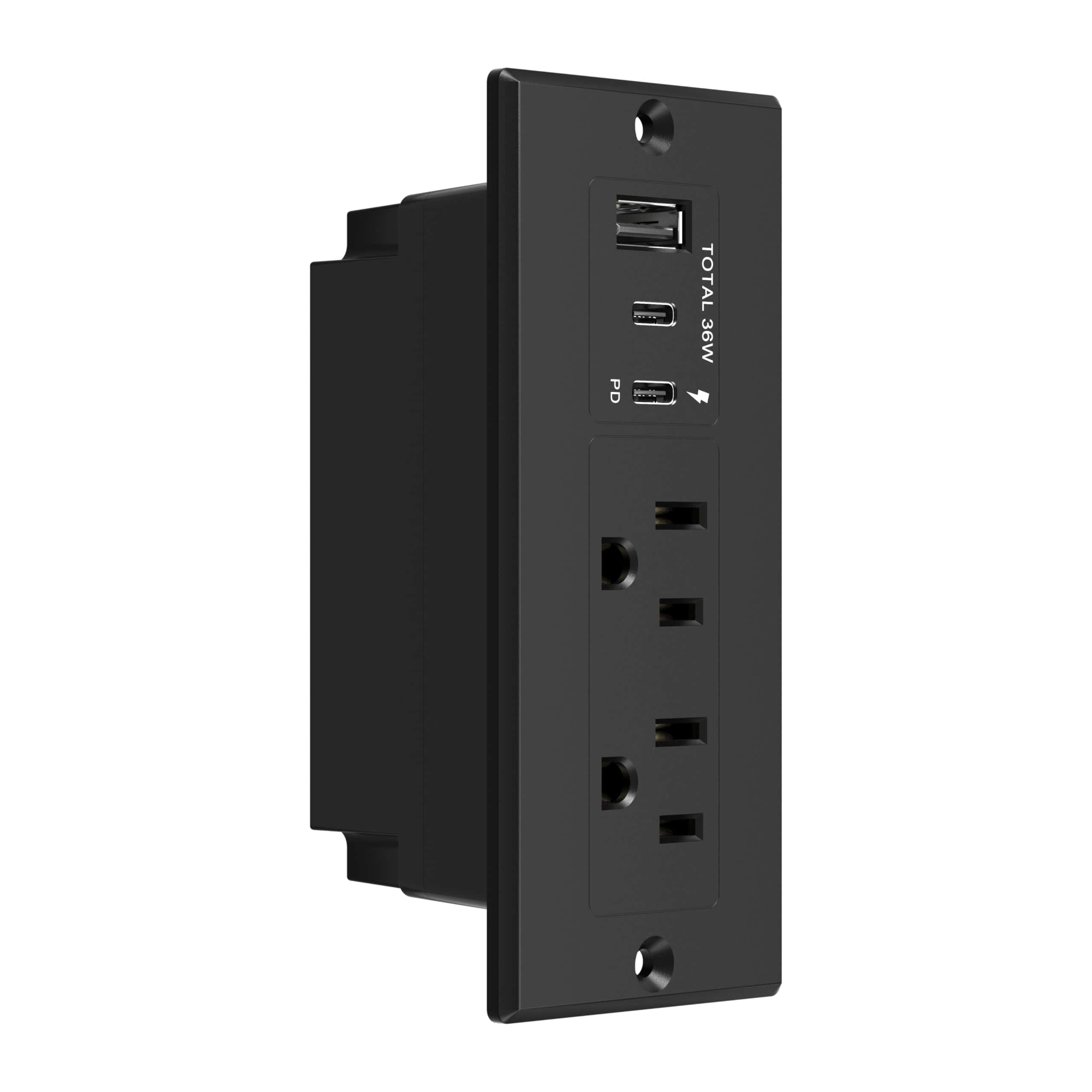 Estación de Enchufe Empotrado LIDER PD 36W -Negro