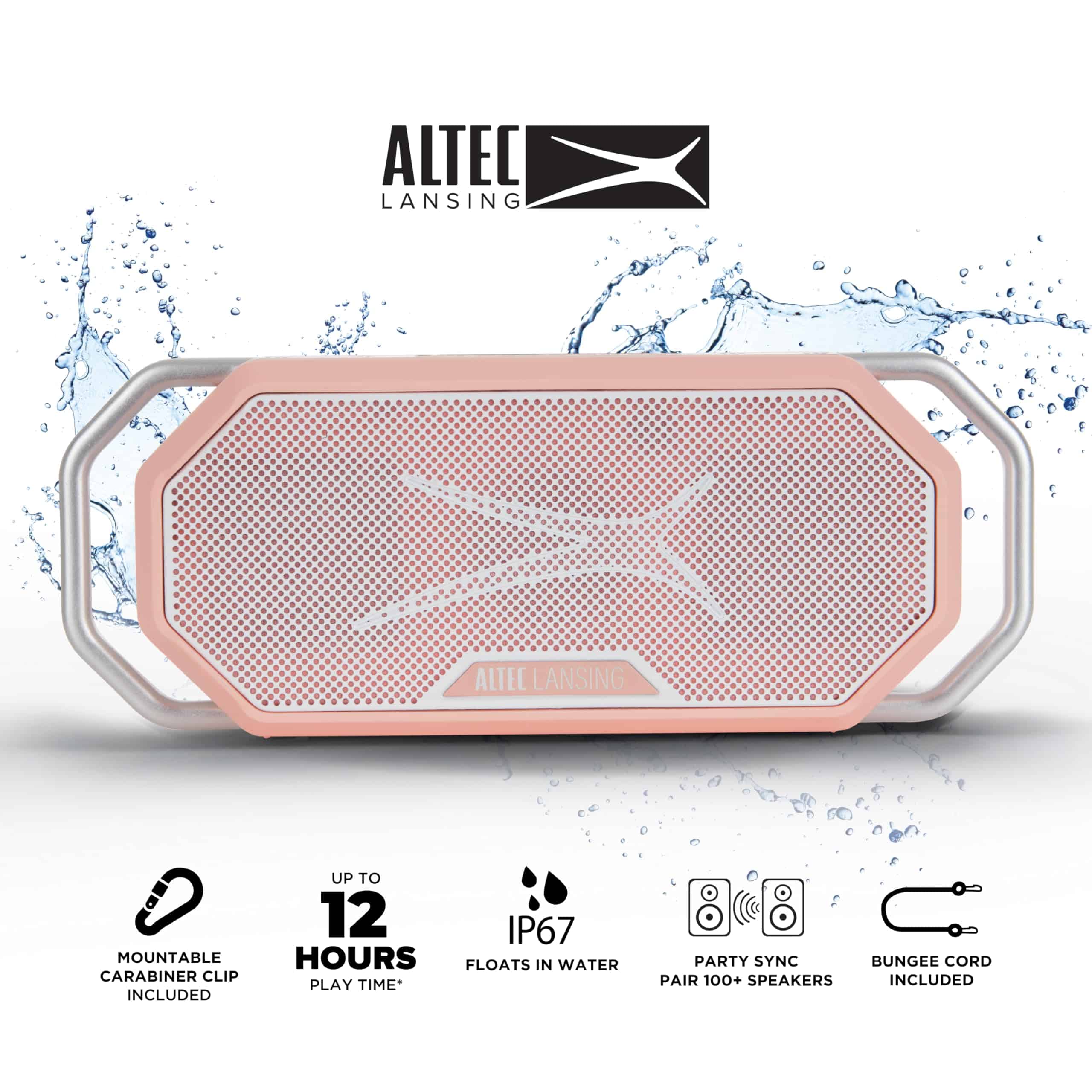 Altavoz portátil Bluetooth Altec Lansing -Rosa Coral/Blanco - Image 3