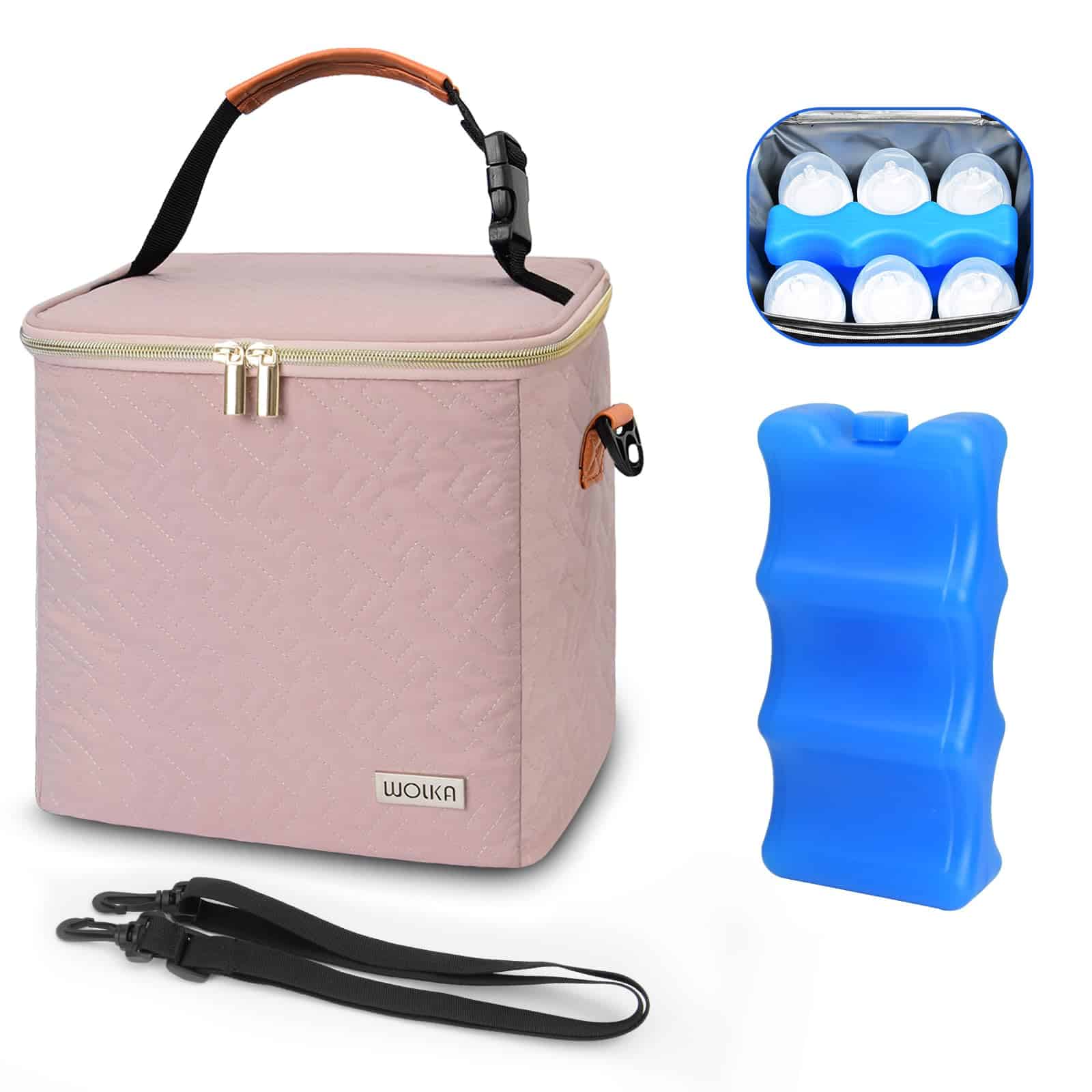 Bolso enfriador de leche materna con paquete de hielo, cabe