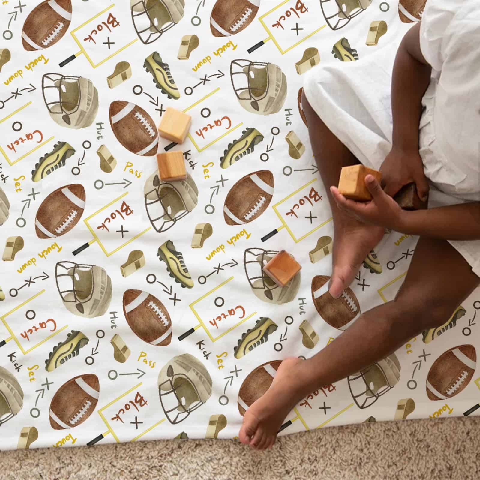 Manta de Bebé de Fútbol Americano en Acuarela para Niño - Image 5