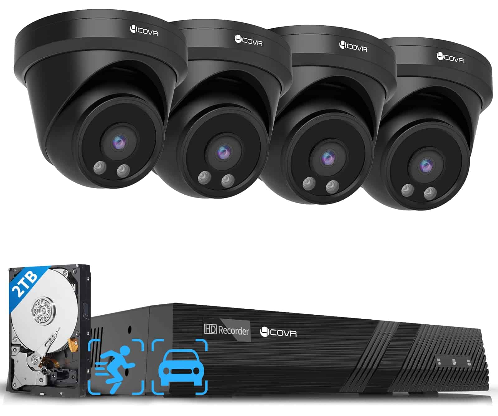 Sistema de cámara de seguridad exterior 4COVR, -Negro