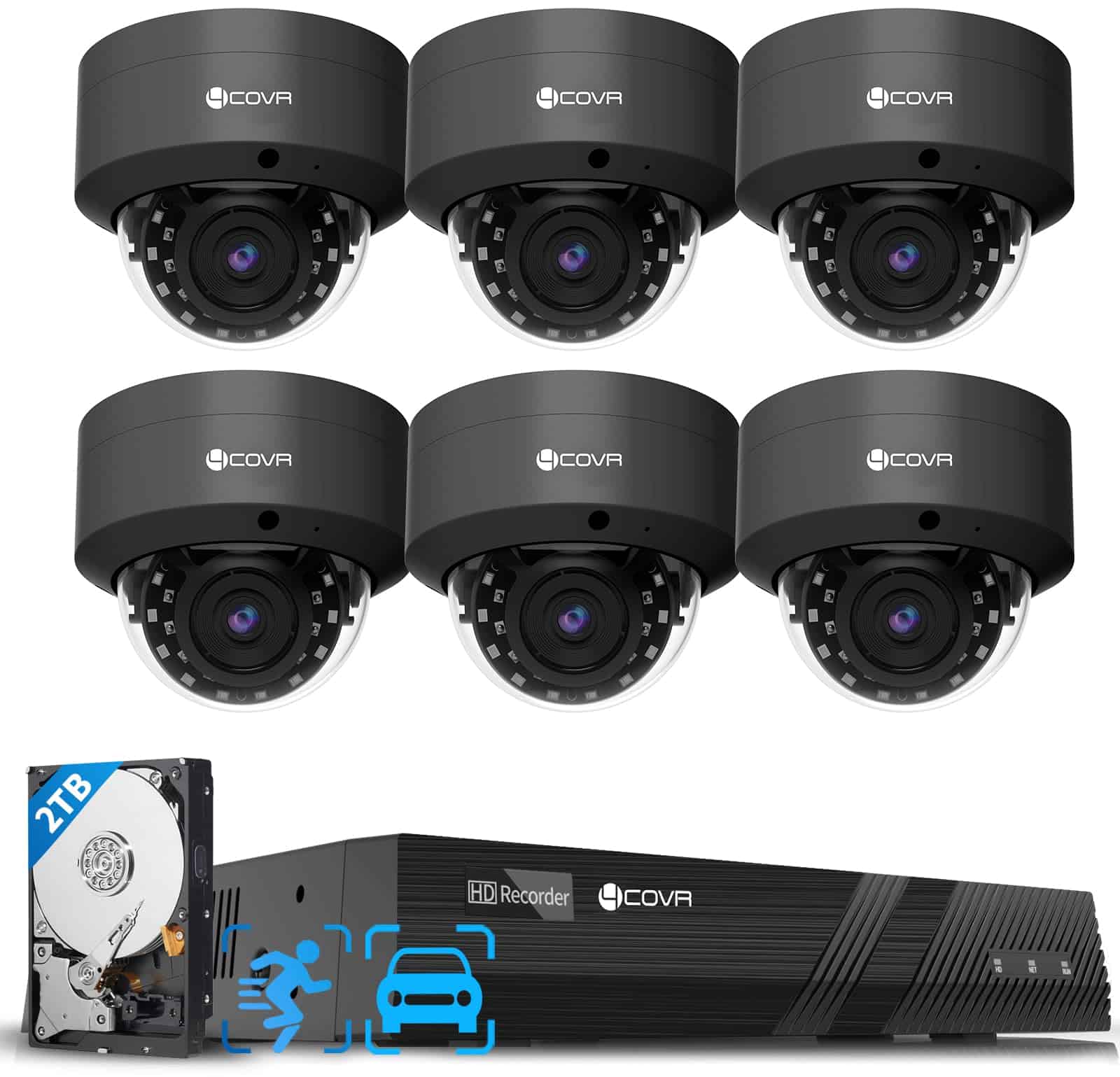 Sistema de cámara de seguridad 4COVR NVR, 6X 8MP IK10 a
