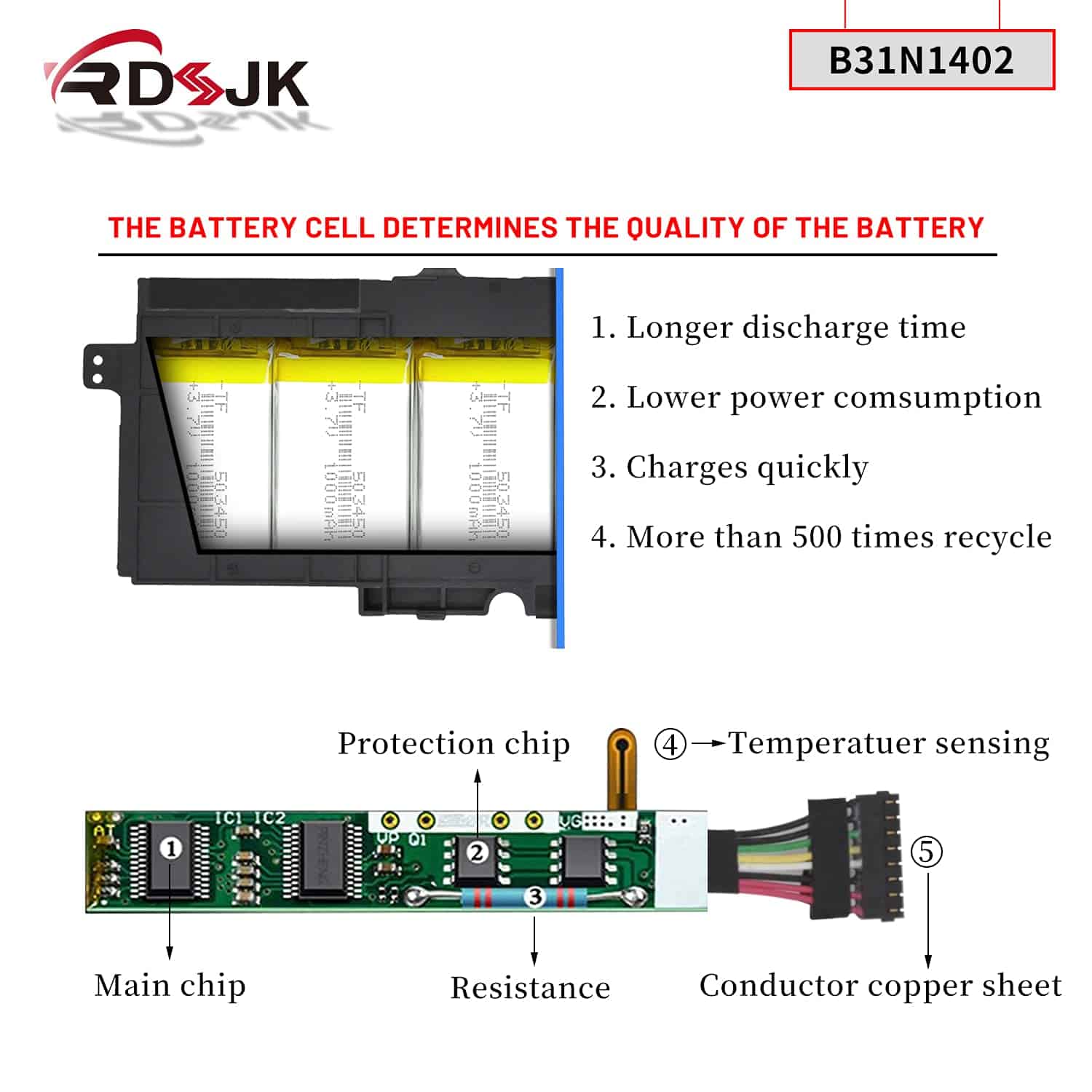 Batería para portátil B31N1402 para ASUS Q551 Q551L Q551LN - Image 5