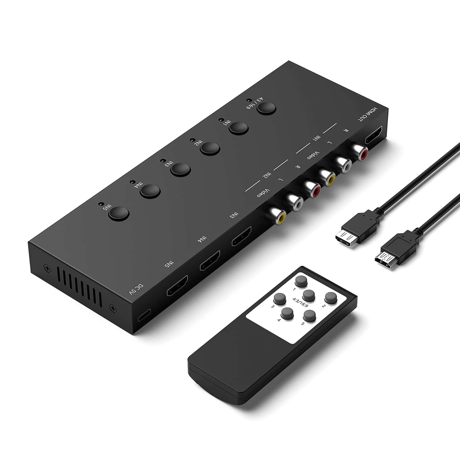 Convertidor ZUZONG 2 AV a HDMI + Conmutador HDMI2.0 (2 en
