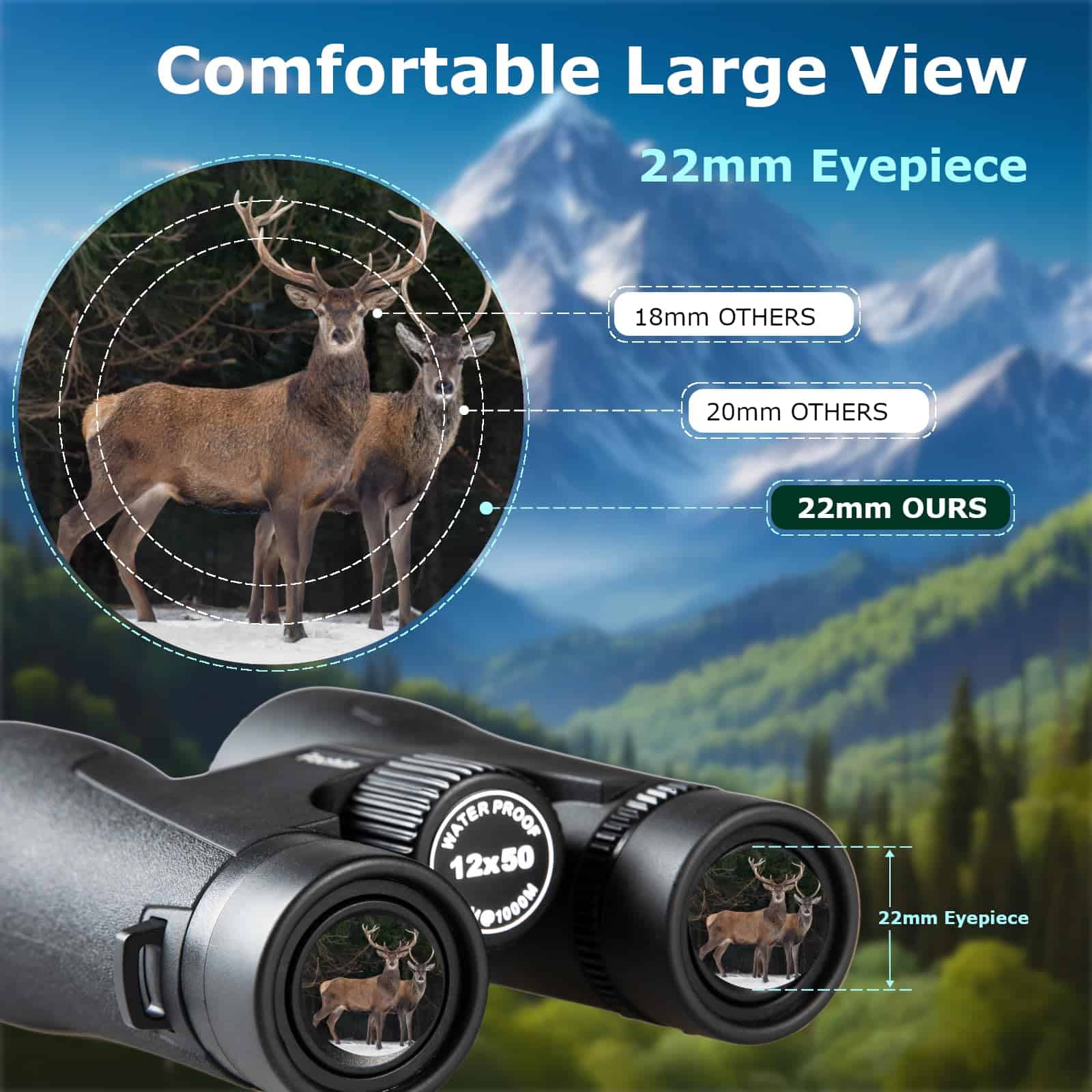 Binoculares 12x50 HD para Adultos - Prisma BAK4 y Lentes - Image 4