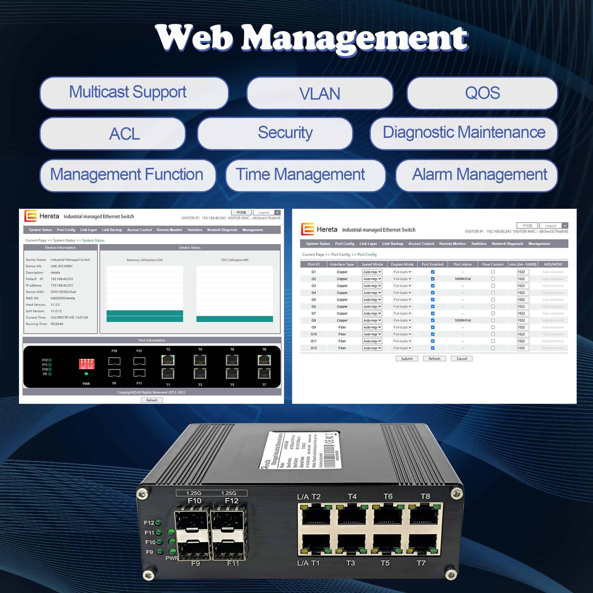 Switch Ethernet Gigabit Industrial de 12 Puertos, Switch de - Imagen 7
