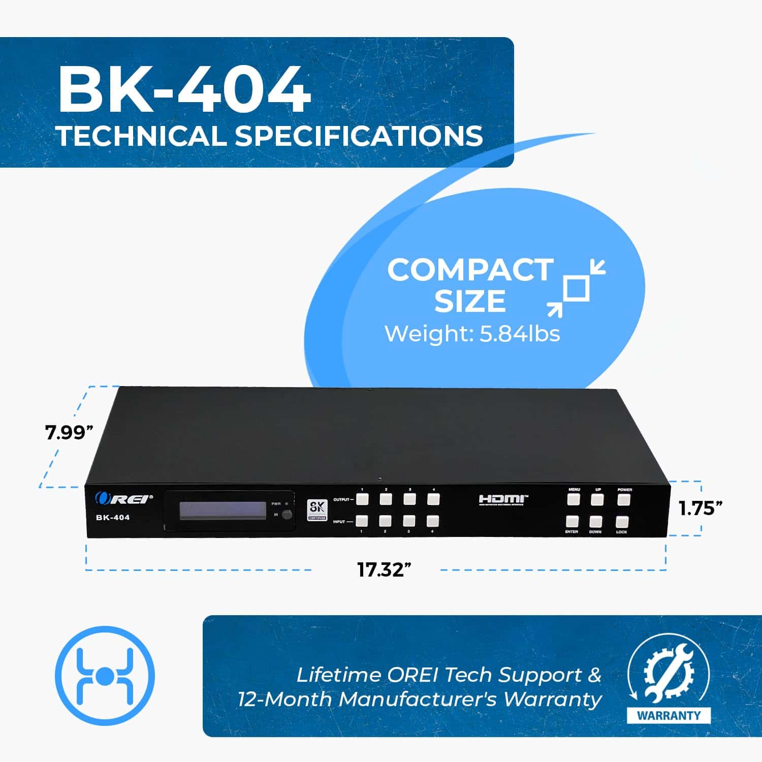 OREI 8K 4x4 HDMI Matrix Switch, Switcher con Extractor de - Image 6