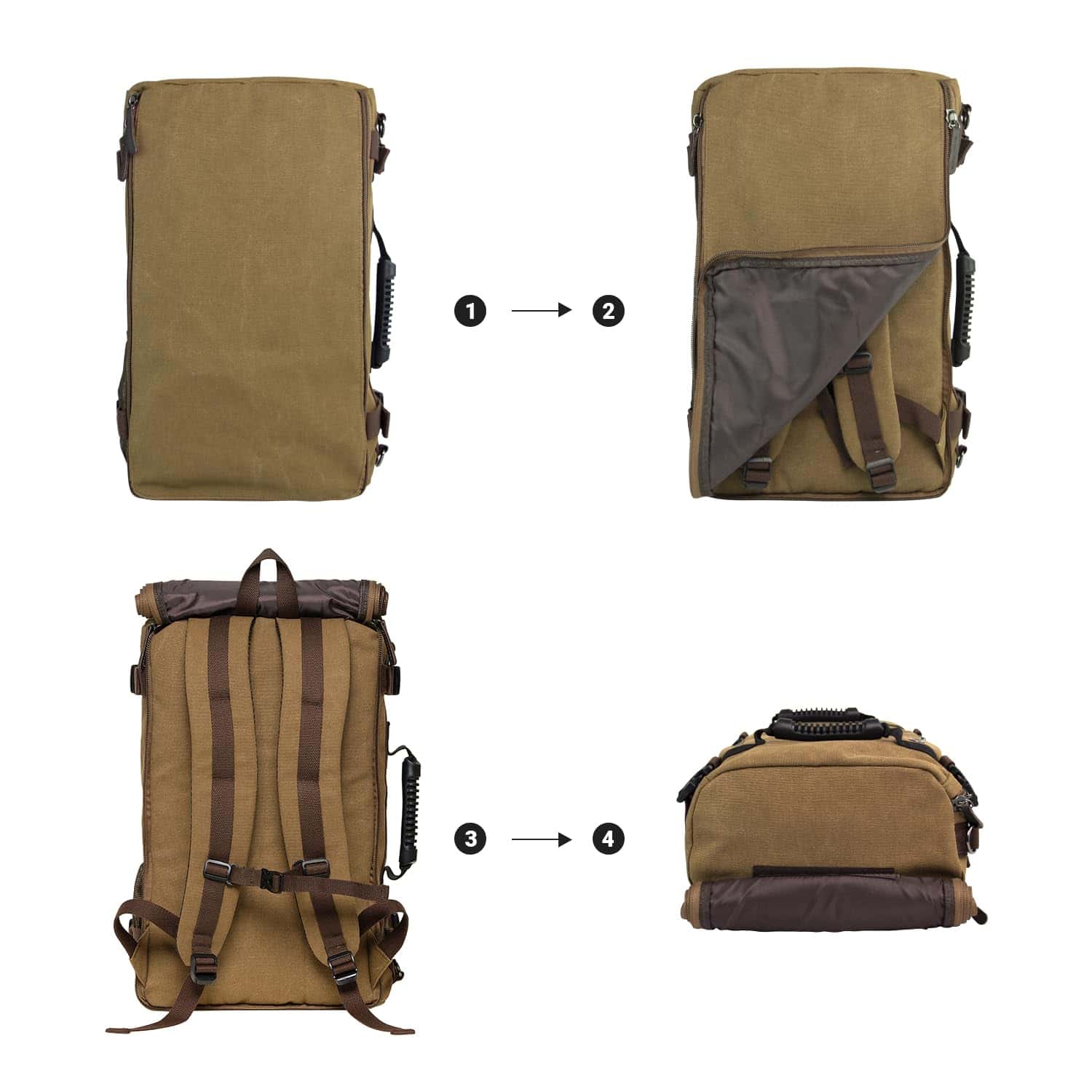 Mochila de Viaje de Lona KAUKKO Bolsa Multifuncional para - Image 8