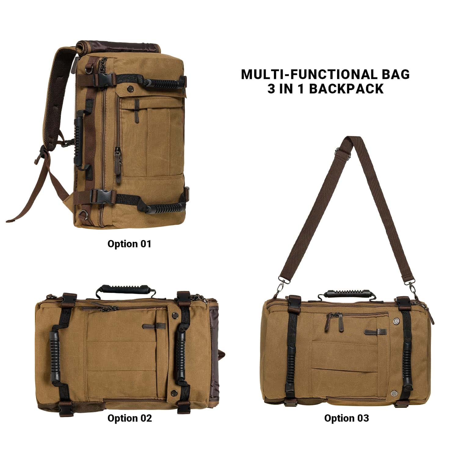Mochila de Viaje de Lona KAUKKO Bolsa Multifuncional para - Image 7