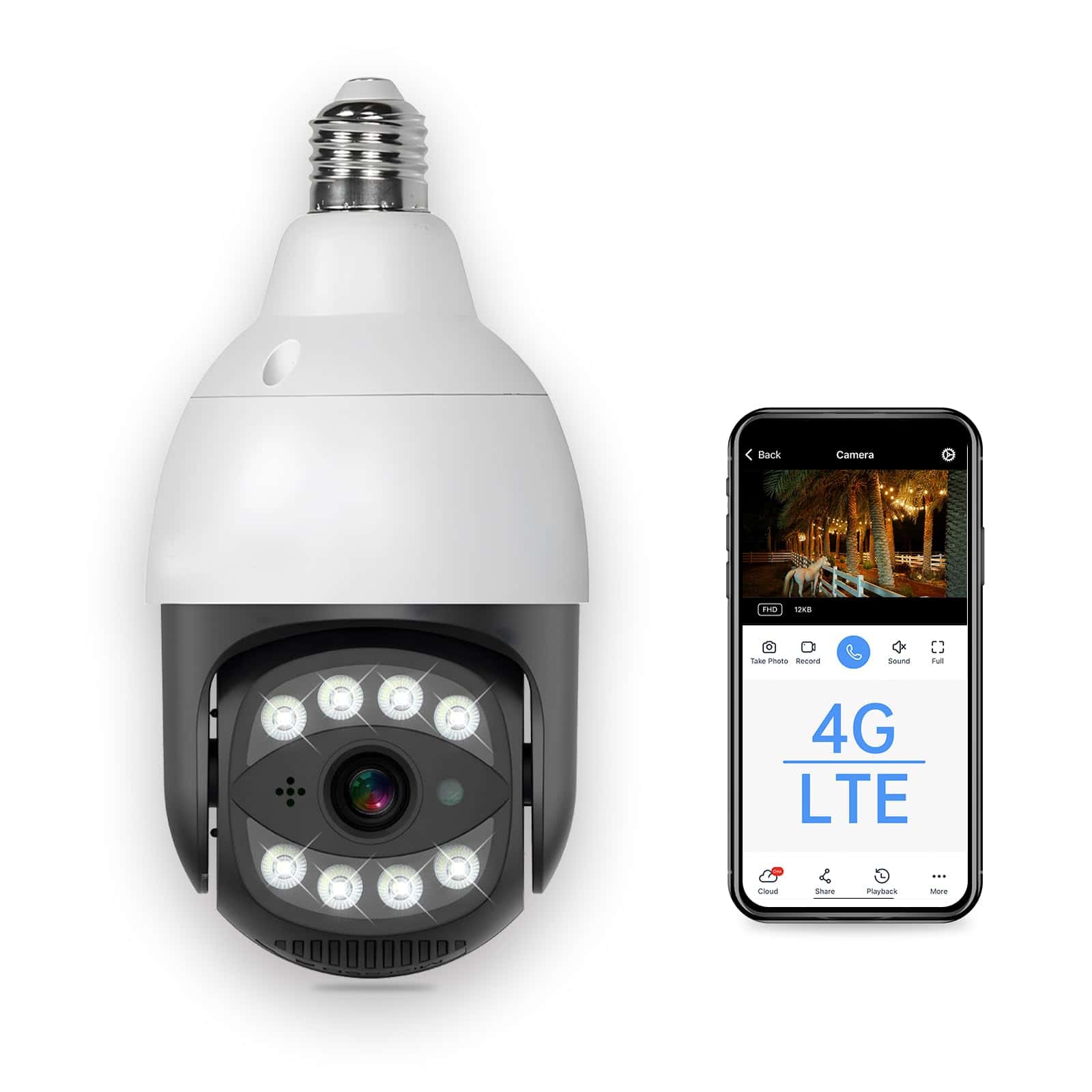 Cámara de Bombilla SECUEYE 4MP 4G LTE vSIM Exterior