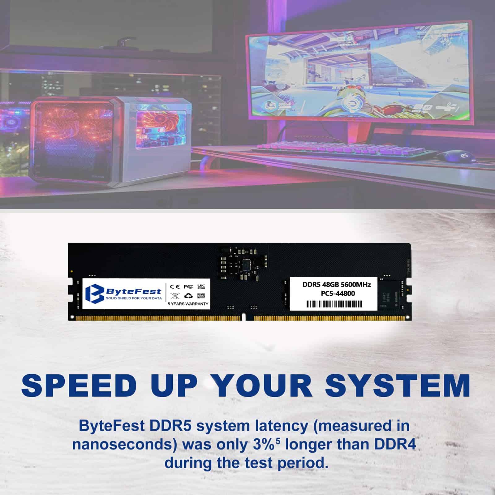 Memoria RAM DDR5 ByteFest 48GB 5600MHz PC5-44800 CL46 UDIMM - Image 3