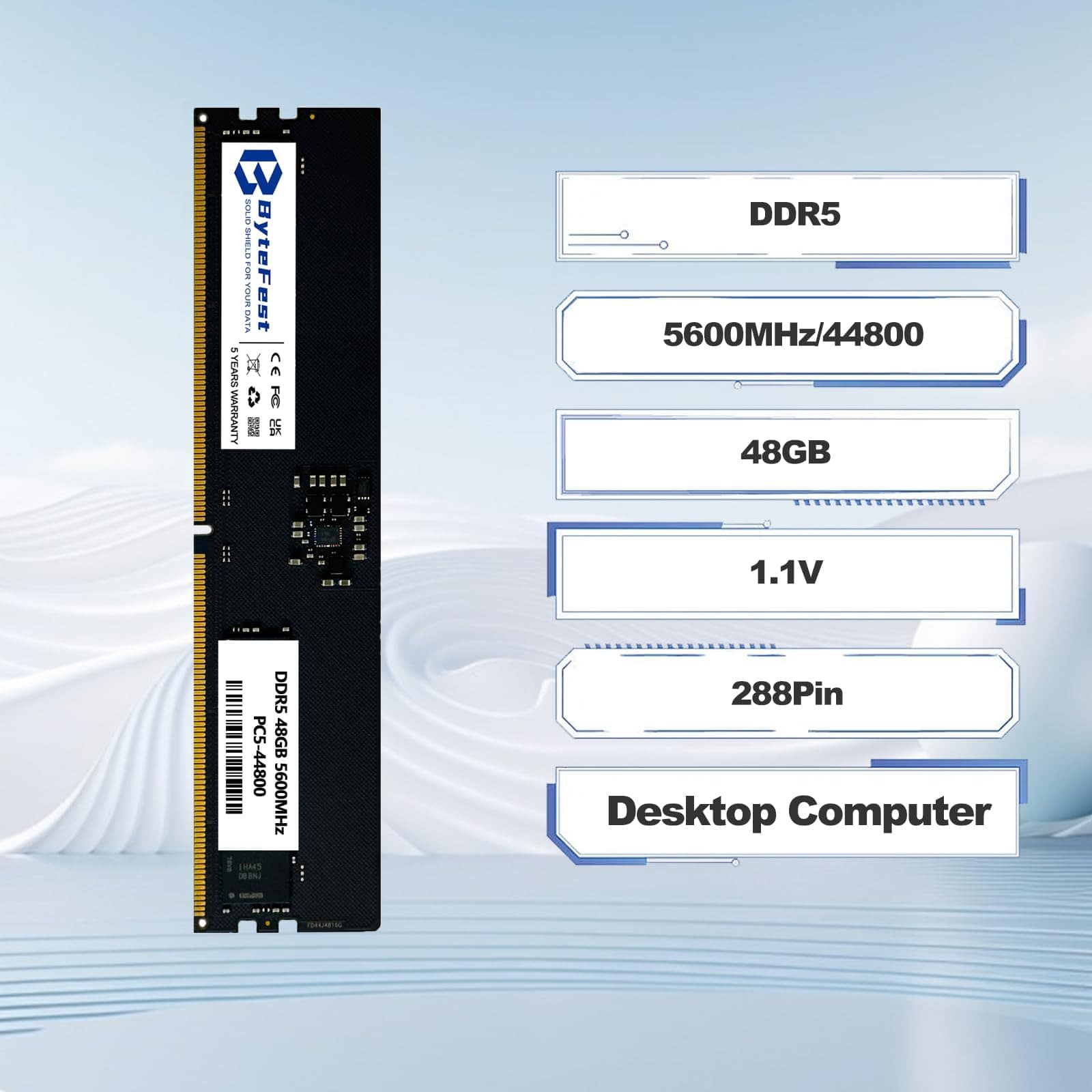 Memoria RAM DDR5 ByteFest 48GB 5600MHz PC5-44800 CL46 UDIMM - Image 4