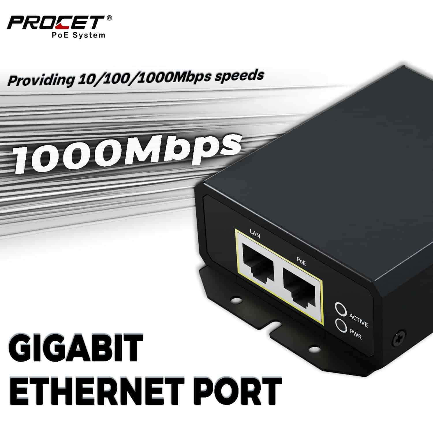 Inyector Gigabit PoE ++ PROCET 90W, IEEE802.3 af/at/bt - Image 8