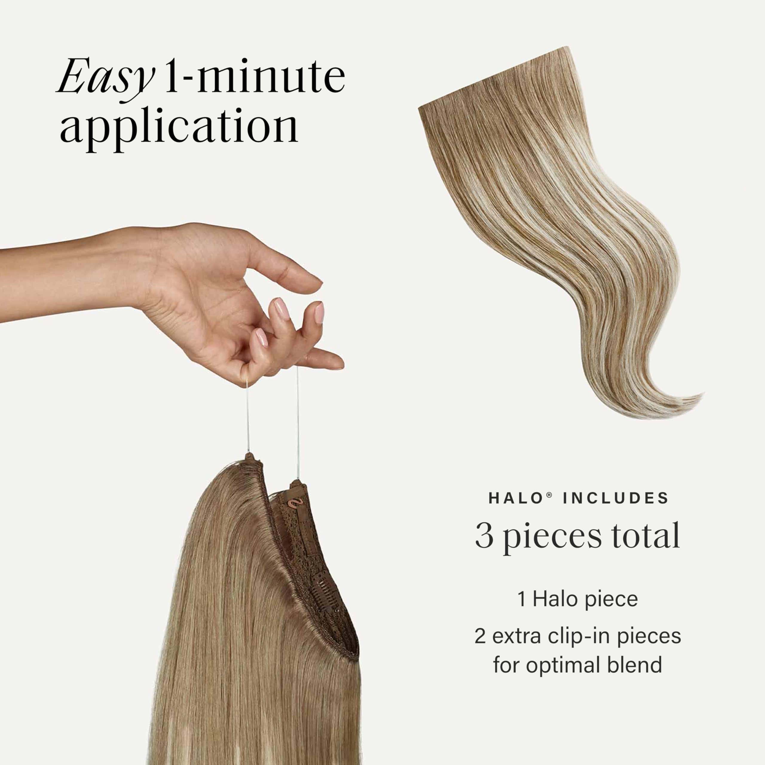 Extensiones de Cabello Halo Clip-In de Luxy -Rubio Natural B - Image 4