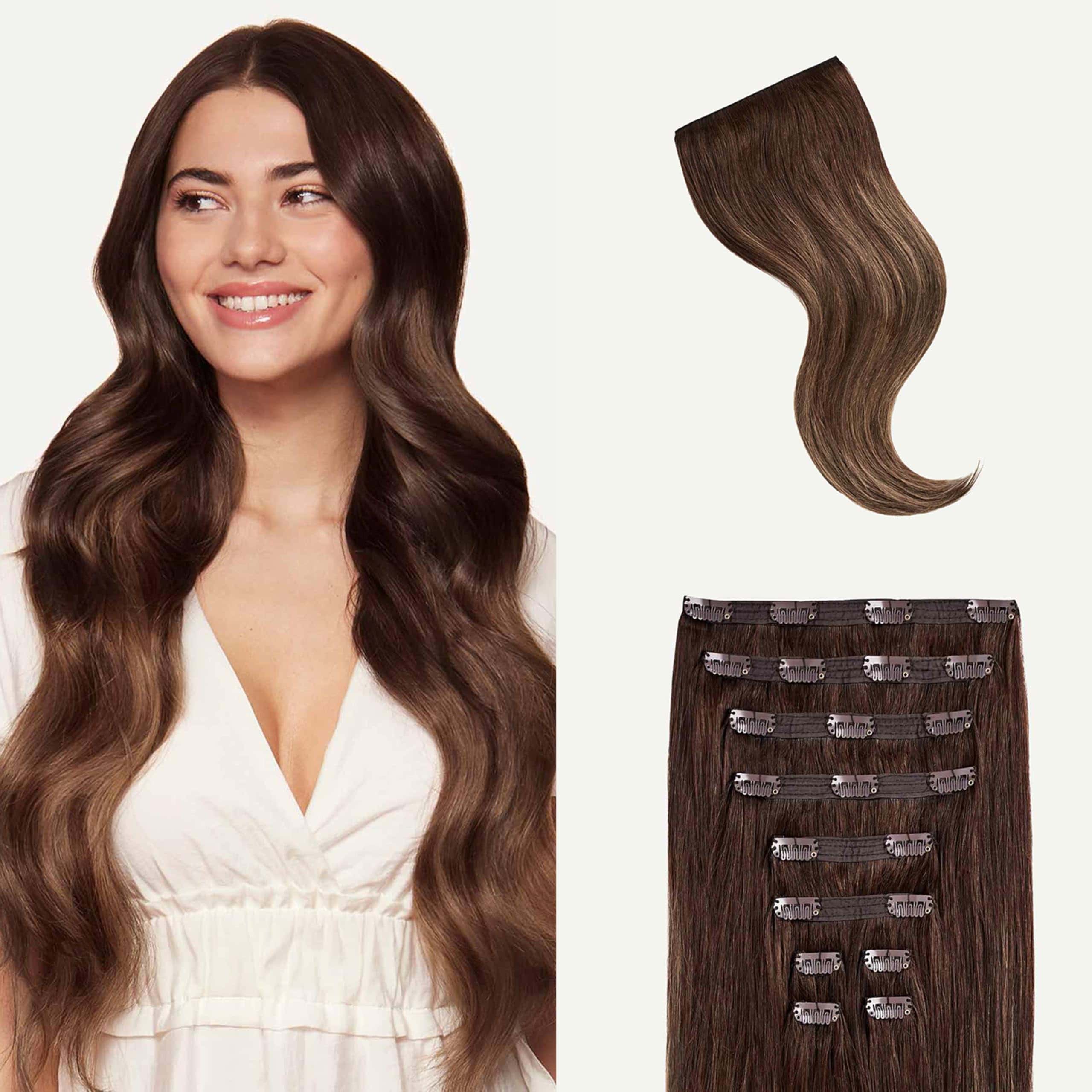 Extensiones de Cabello Clip-In Clásicas -Chocolate Brown Bal