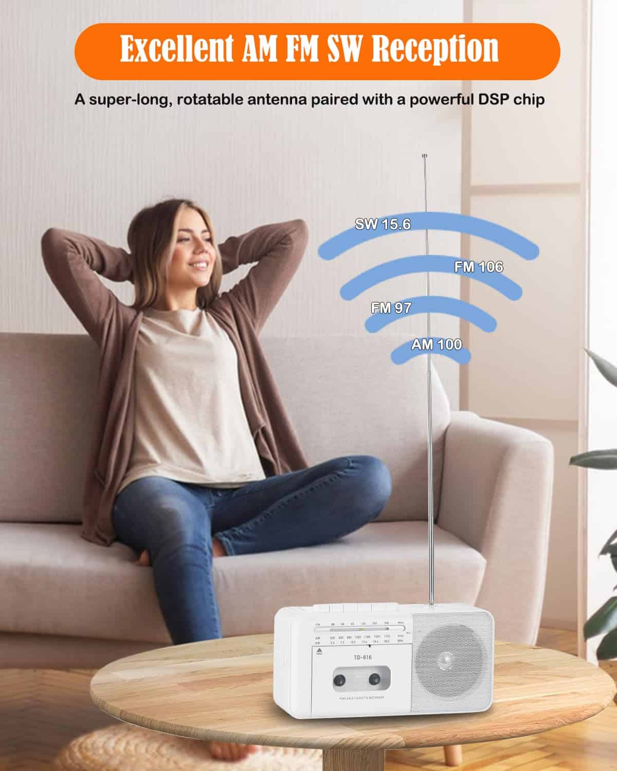 Reproductor de Casetes Recargable FIOLEES con Bluetooth, - Image 6