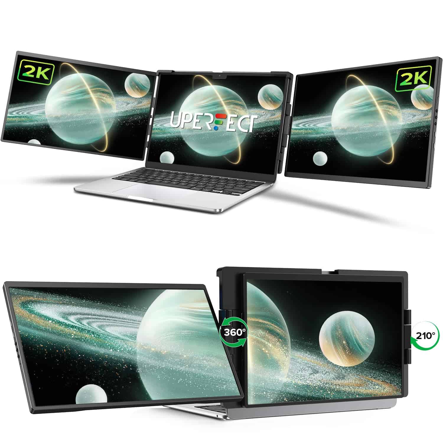 UPERFECT Laptop Screen Extender, 2K 14" 360� Con bisagra