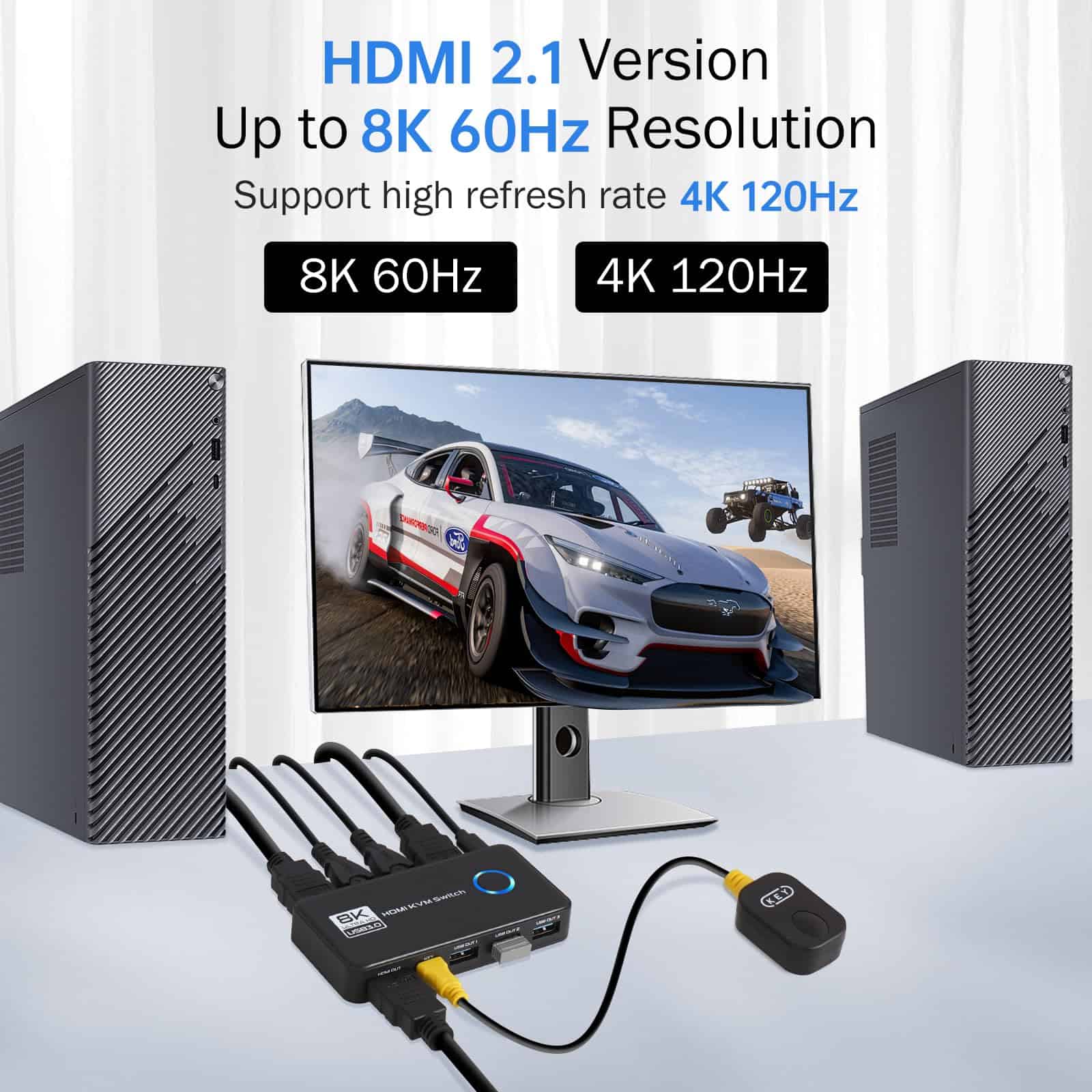 TCNEWCL 8K HDMI KVM Switch, 8K@60Hz 4K@120Hz KVM para 2 - Image 4