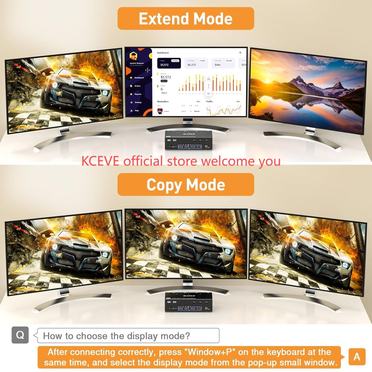 Switch KVM de 8K para 3 Monitores 3 Computadoras HDMI + - Image 4