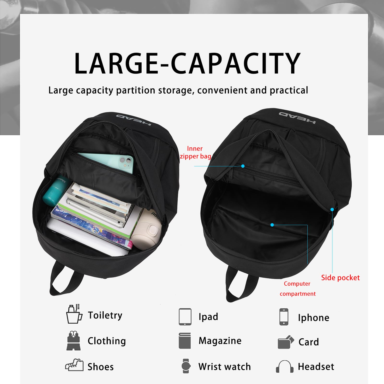 Mochila de Viaje Impermeable de 30L para -Gris - Image 7