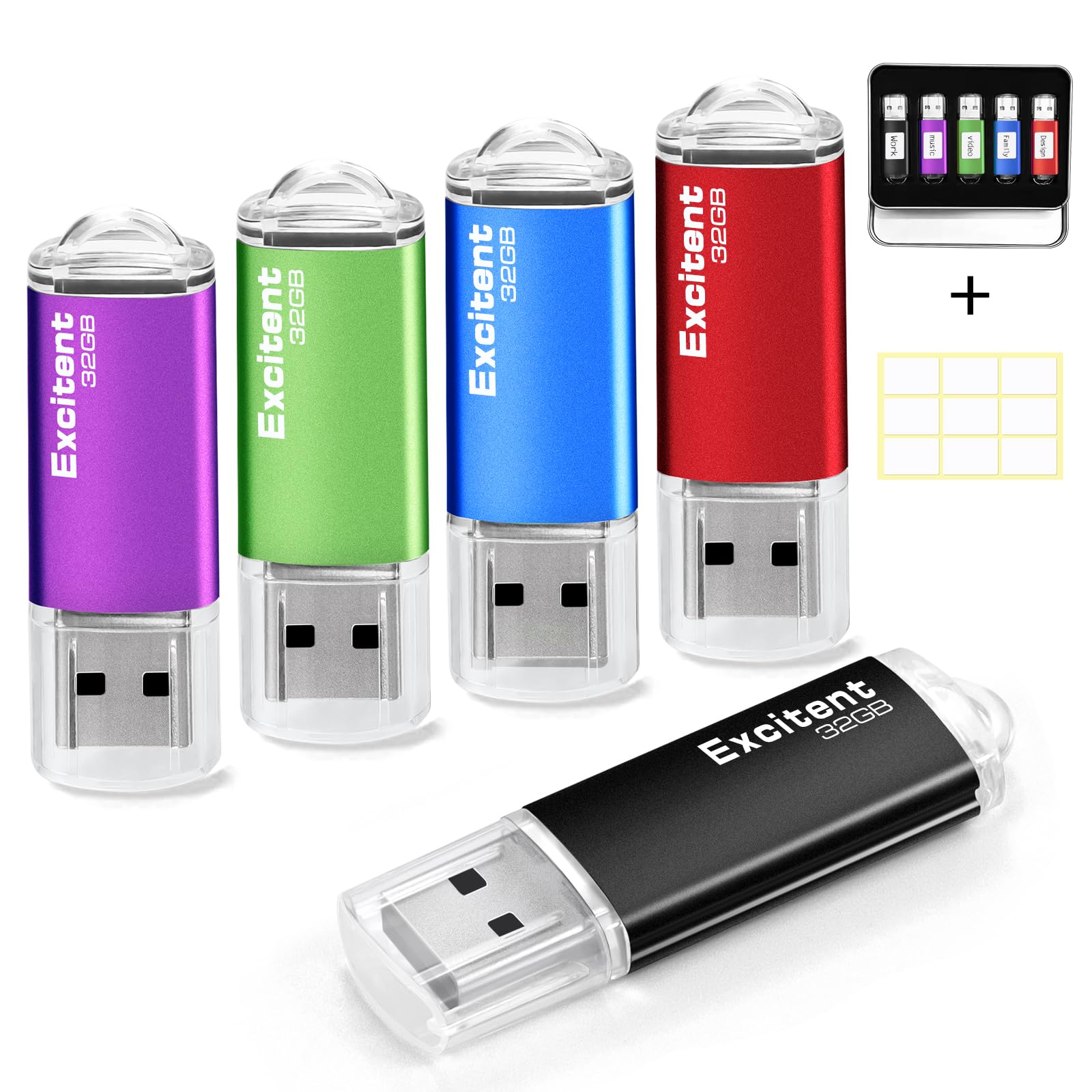 Memoria USB 32GB, Paquete de 5 Memorias USB Portátiles de