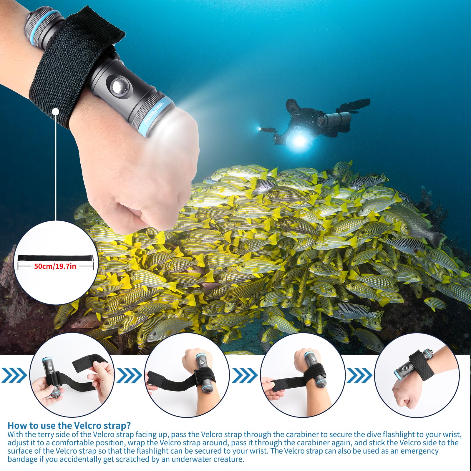 LetonPower Tynny-13FD 2200 Lúmenes Luz de Buceo para - Imagen 8