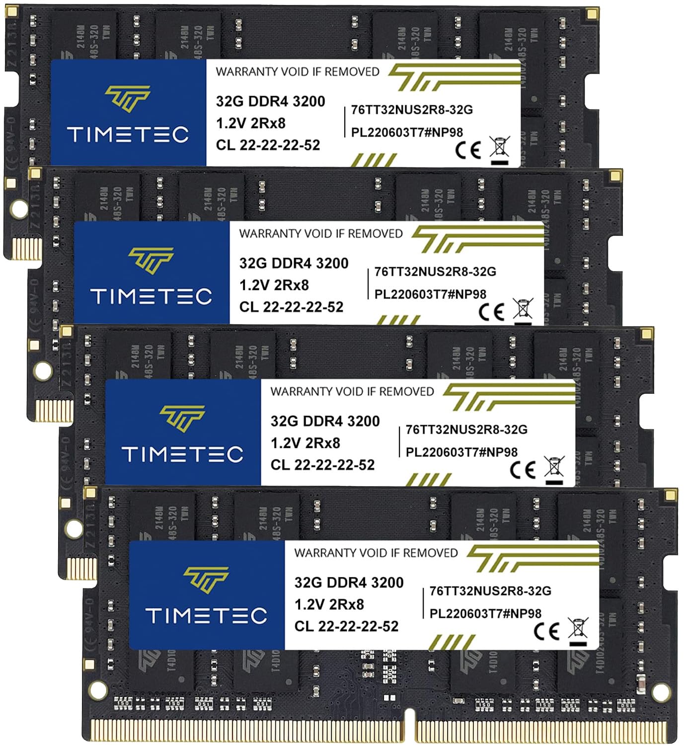 Timetec 128GB KIT(4x32GB) DDR4 3200MHz PC4-25600 No ECC