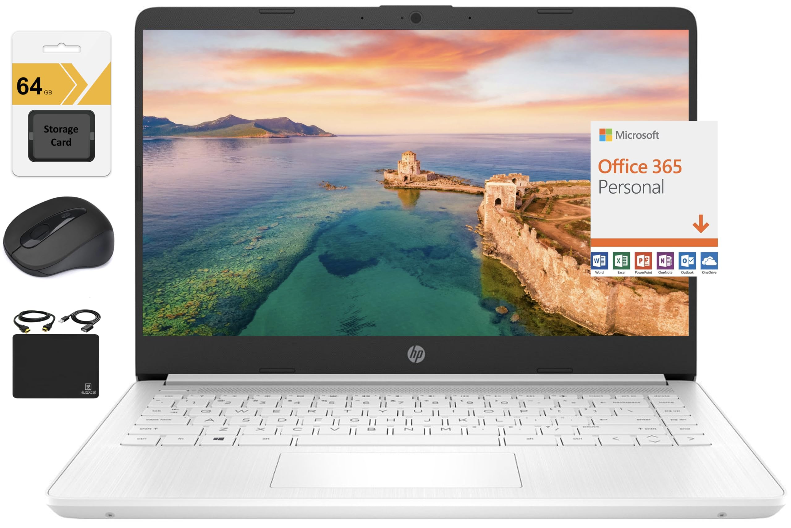 Laptop HP Slim 14'' Intel N 4GB 64GB Windows 11-Blanco