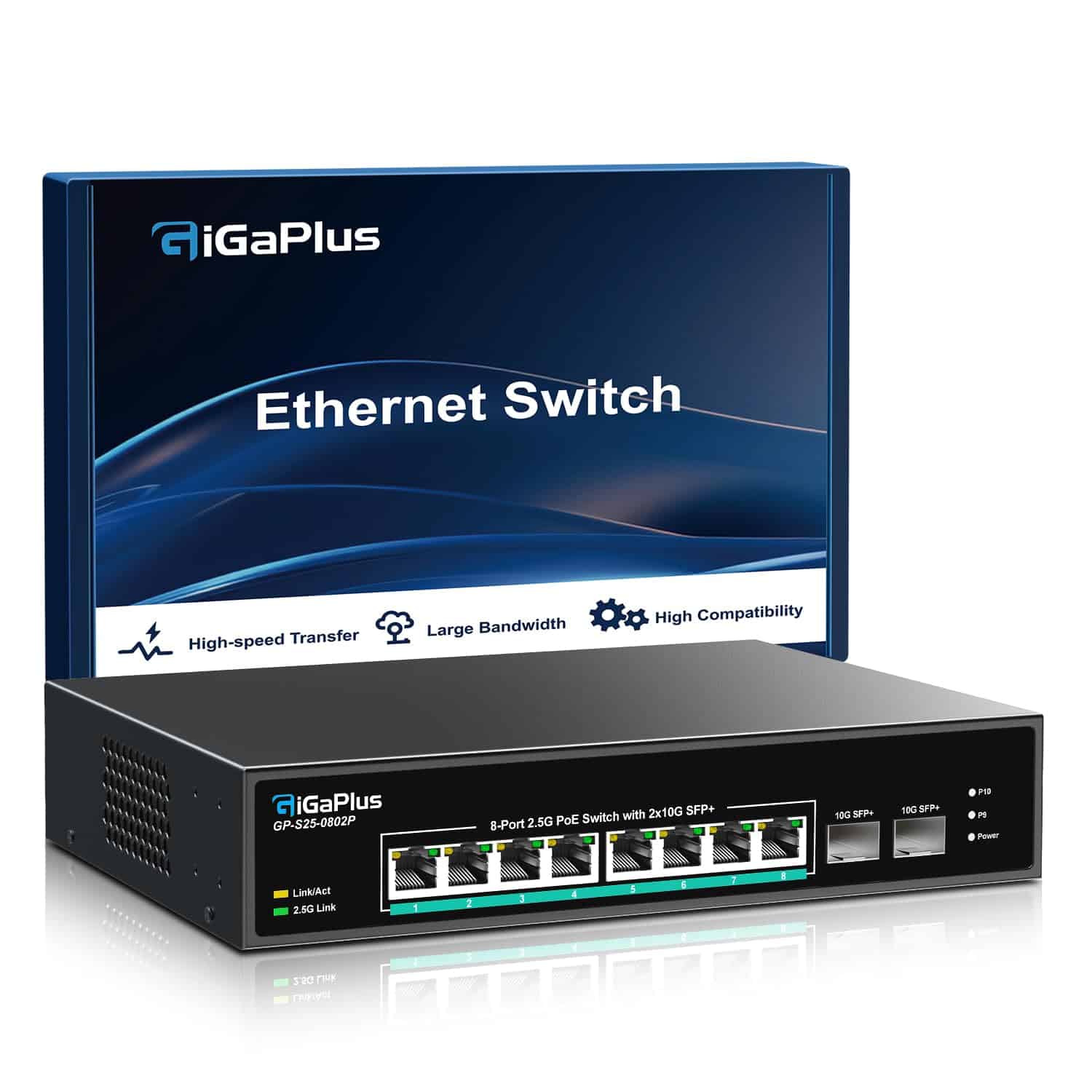 Switch PoE sin administración de 10 Puertos 2.5Gb con 8
