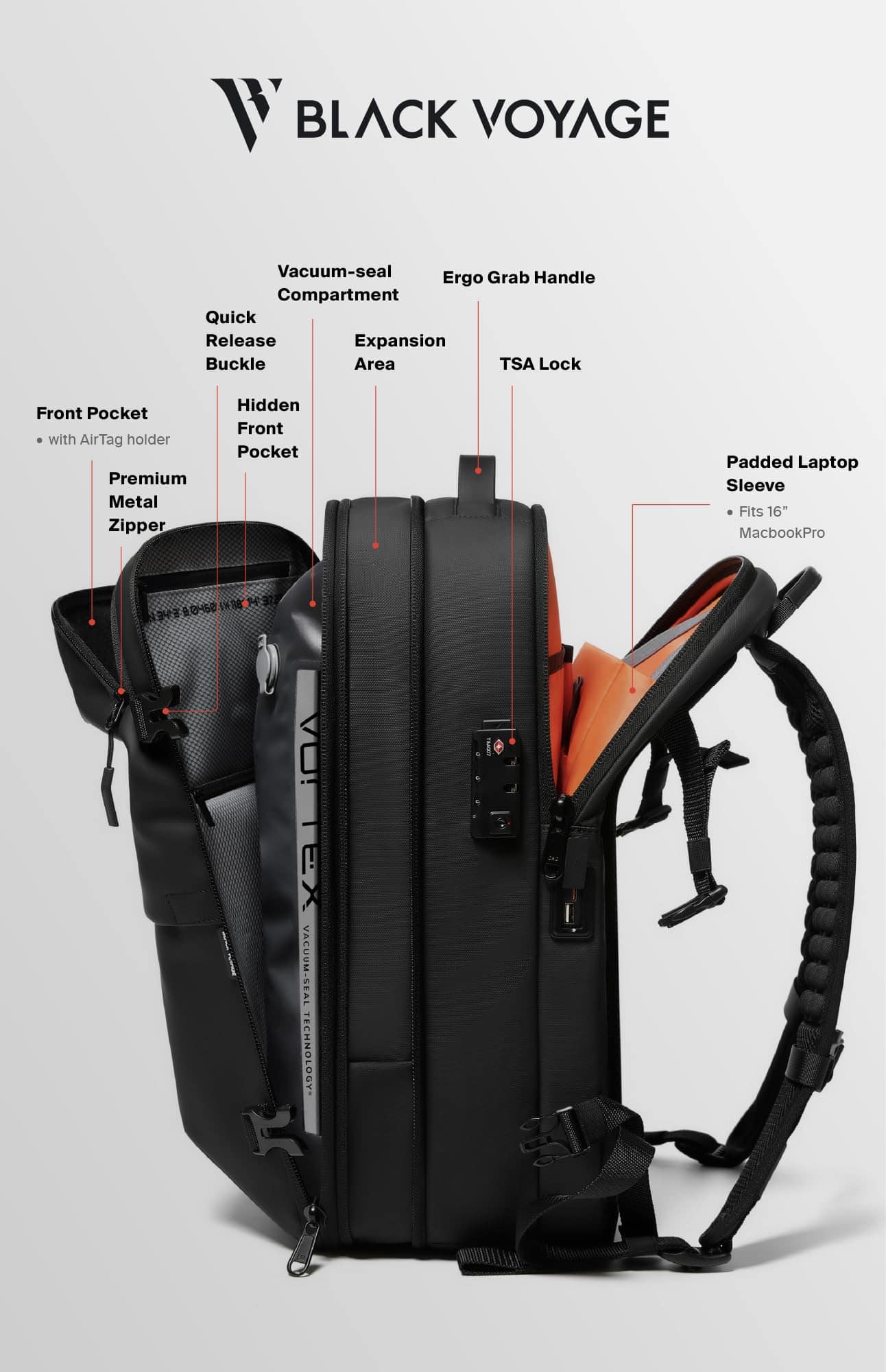 Mochila de Viaje BlackVoyage Vortex con Sistema de Sellado - Image 5