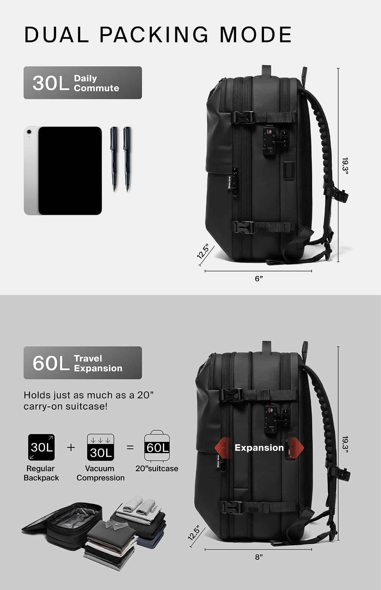 Mochila de Viaje BlackVoyage Vortex con Sistema de Sellado - Image 7