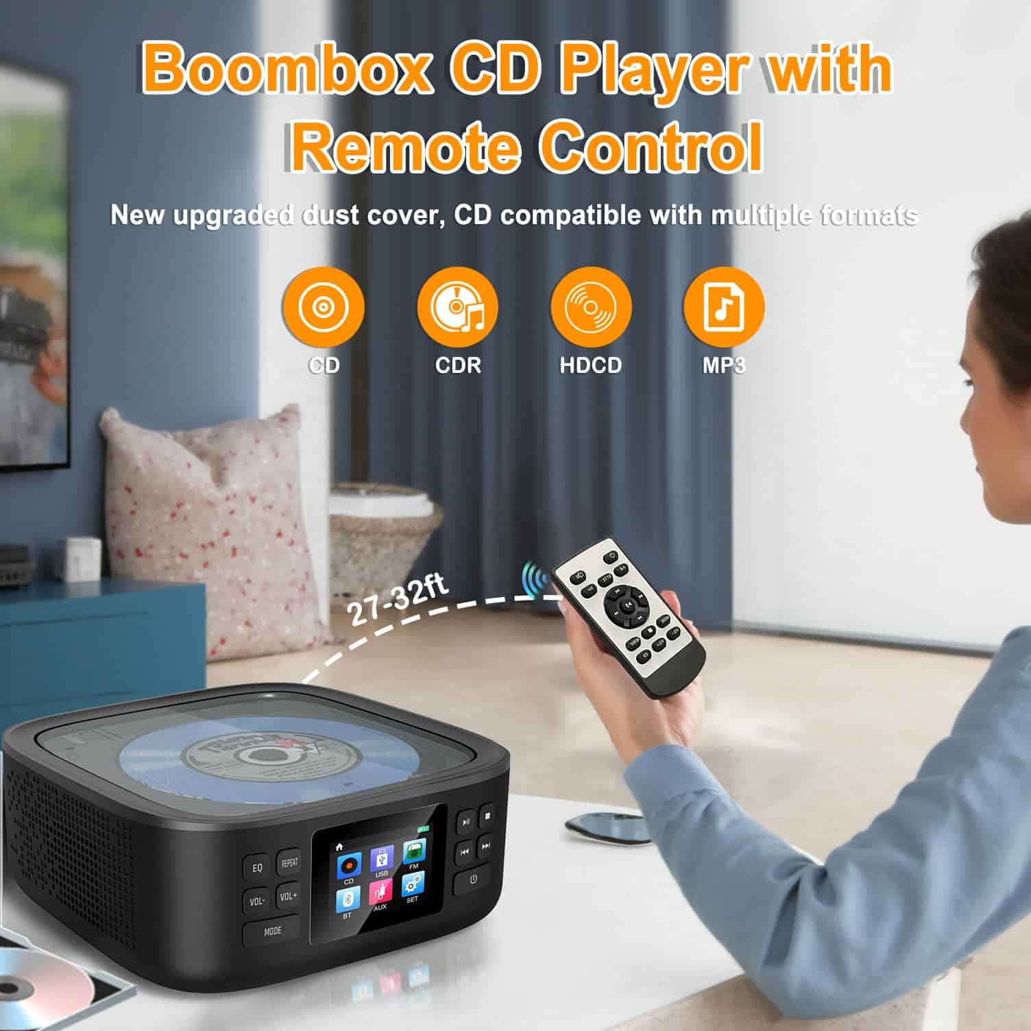 Reproductor de CD Bluetooth Portátil, Boombox de Escritorio - Image 3
