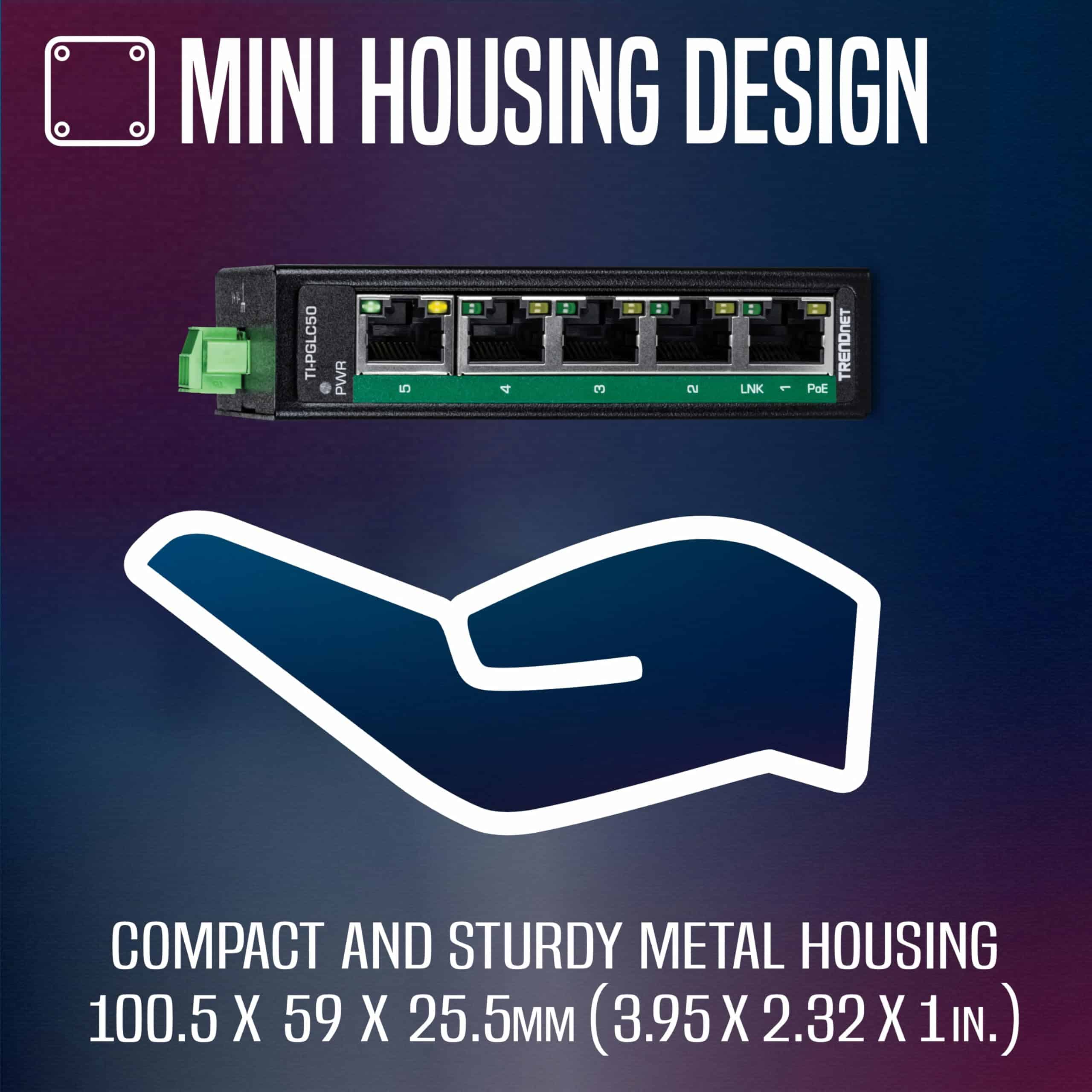 Switch Mini Industrial Gigabit PoE+ DIN-Rail de 5 Puertos - Image 6