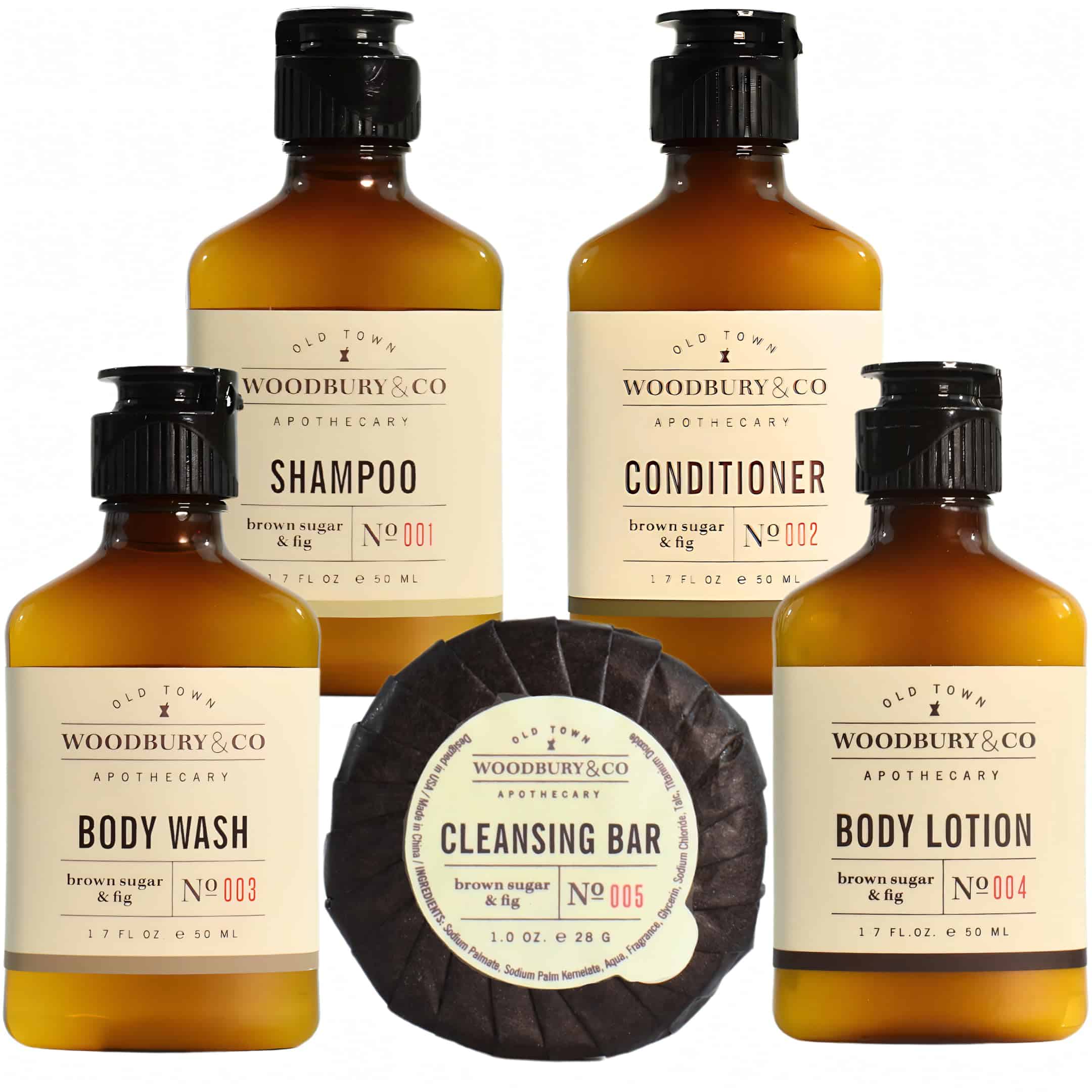 WOODBURY & CO Juego de Champú, Acondicionador, Gel de Baño,