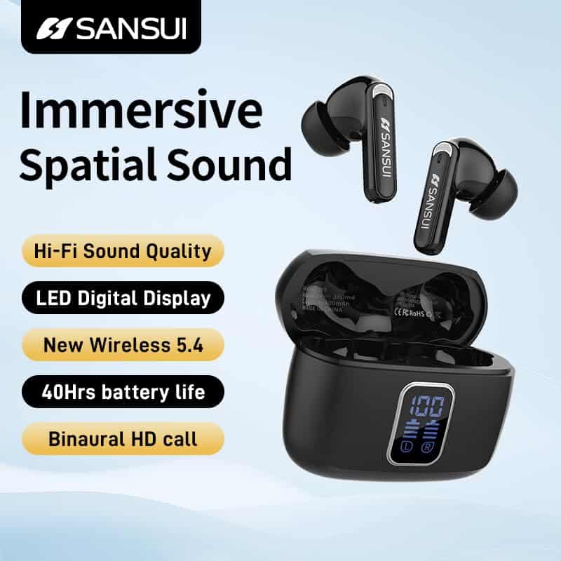 SANSUI W9 TWS Earbuds, Audífonos Inalámbricos 5.4, - Image 5
