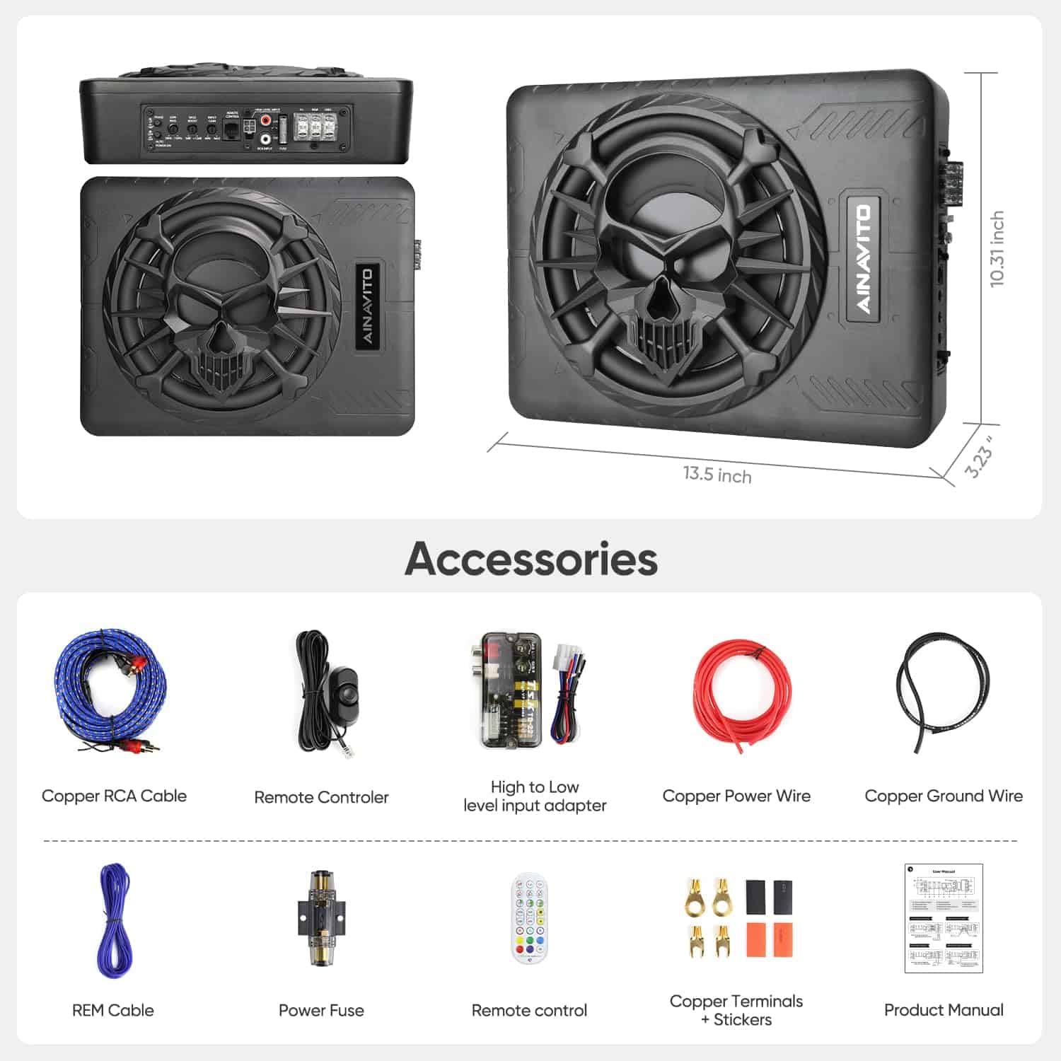 Subwoofers AINAVITO Slim de 10" para Coche/Camión/SUV | - Image 9