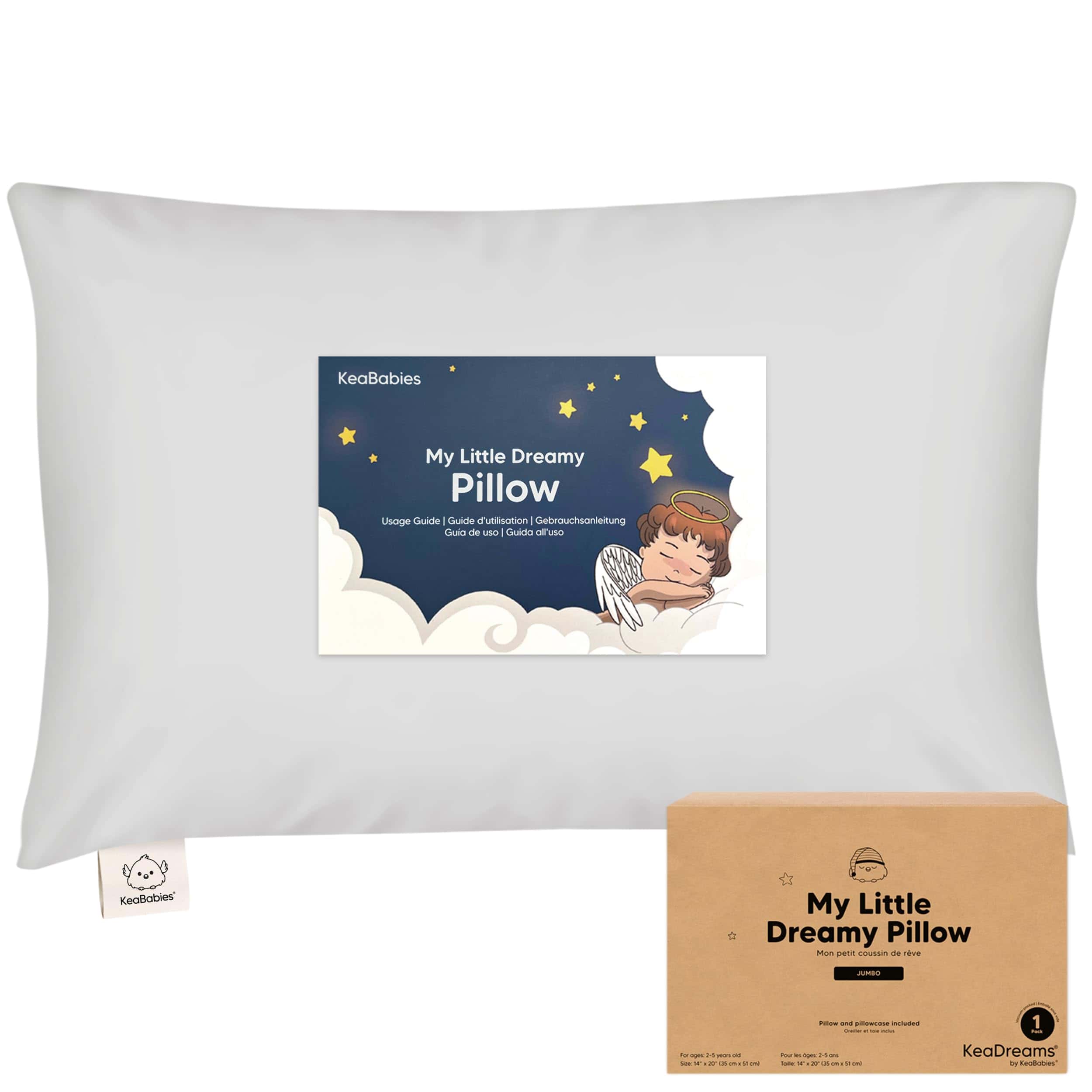 Almohada para niños KeaBabies con funda de almohada, grande