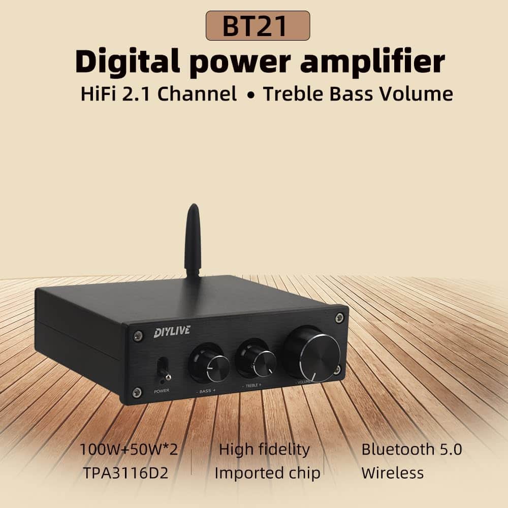 Amplificador de Potencia Subwoofer de Canal 2.1 HIFIDIY - Imagen 3