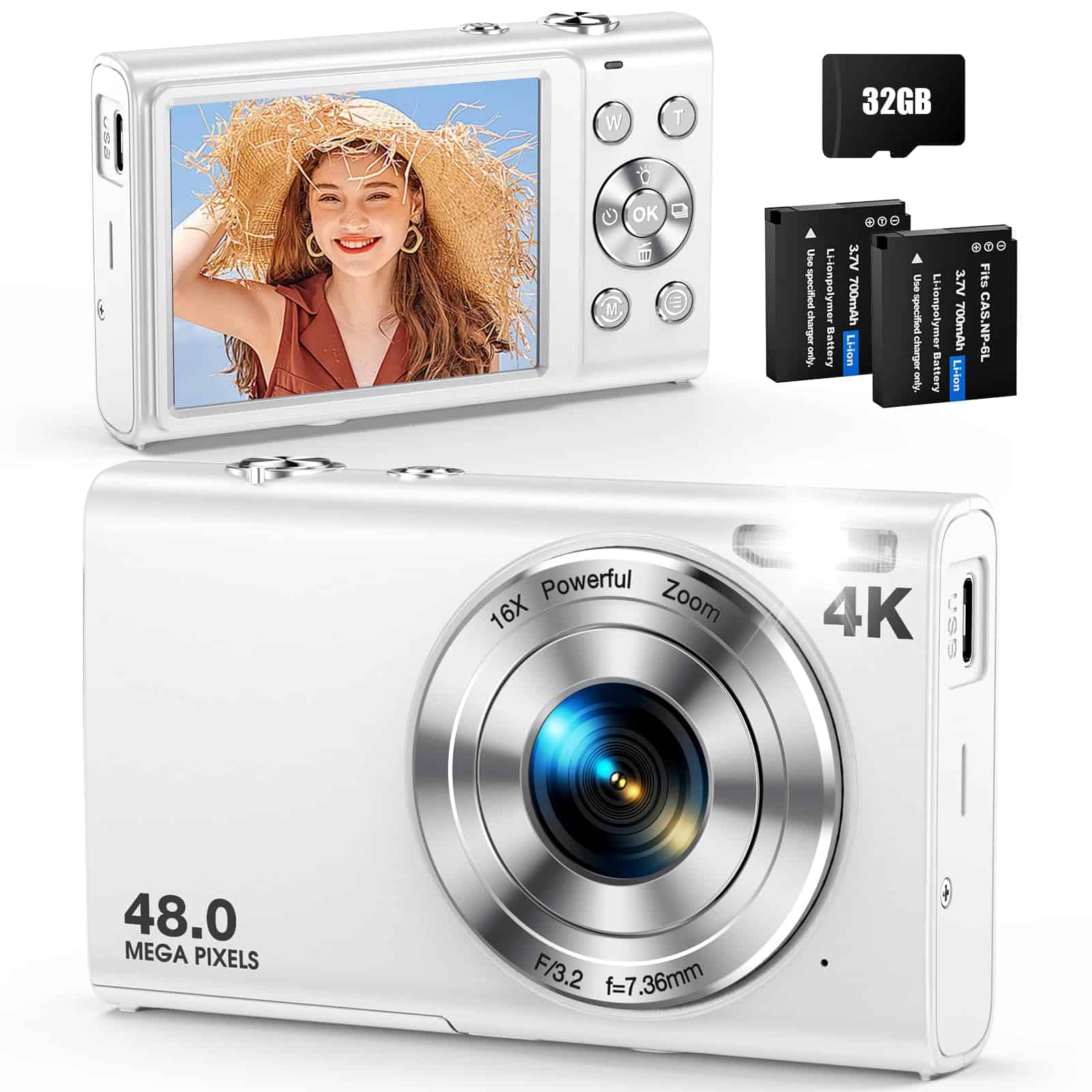 Cámara Digital, Enfoque Automático 48MP UHD -Blanco