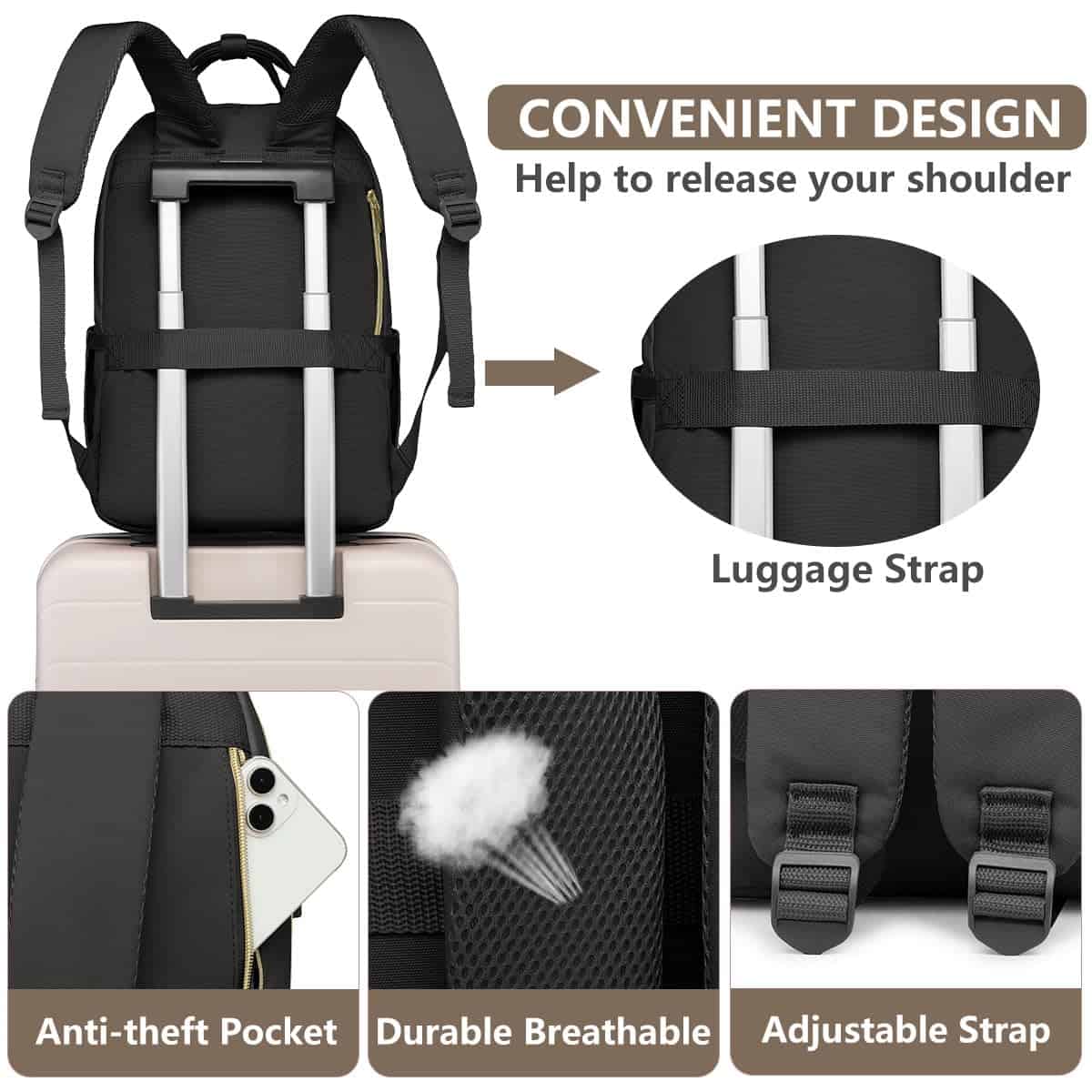 Mochila bagswan para Mujer Bolso de Laptop - Mochila de - Image 6