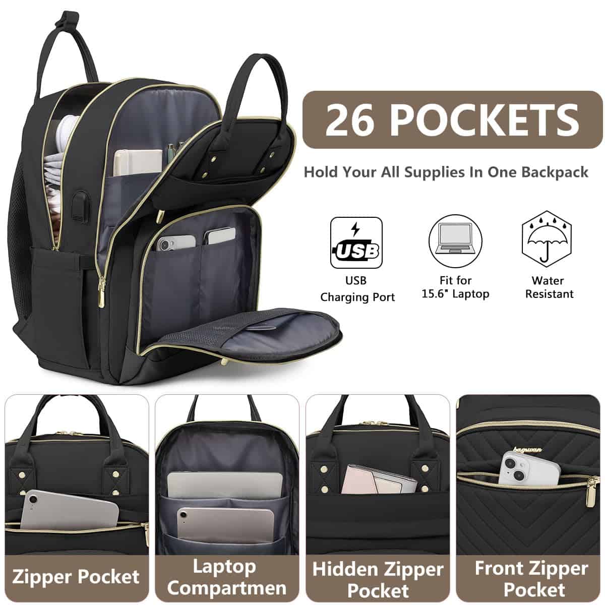 Mochila bagswan para Mujer Bolso de Laptop - Mochila de - Image 3
