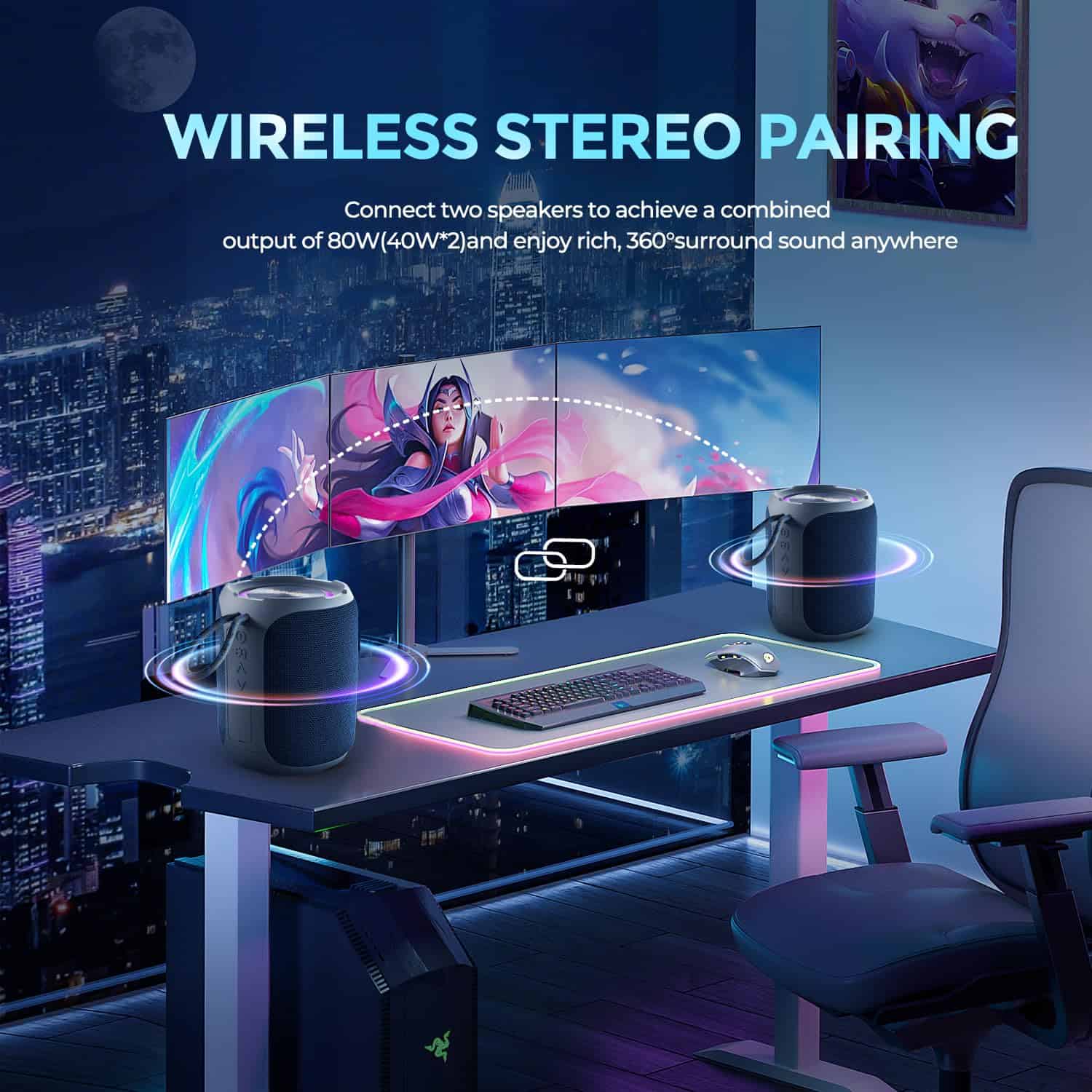 Altavoz Bluetooth Portátil YEAHBOX con Estéreo, Impermeable - Image 5