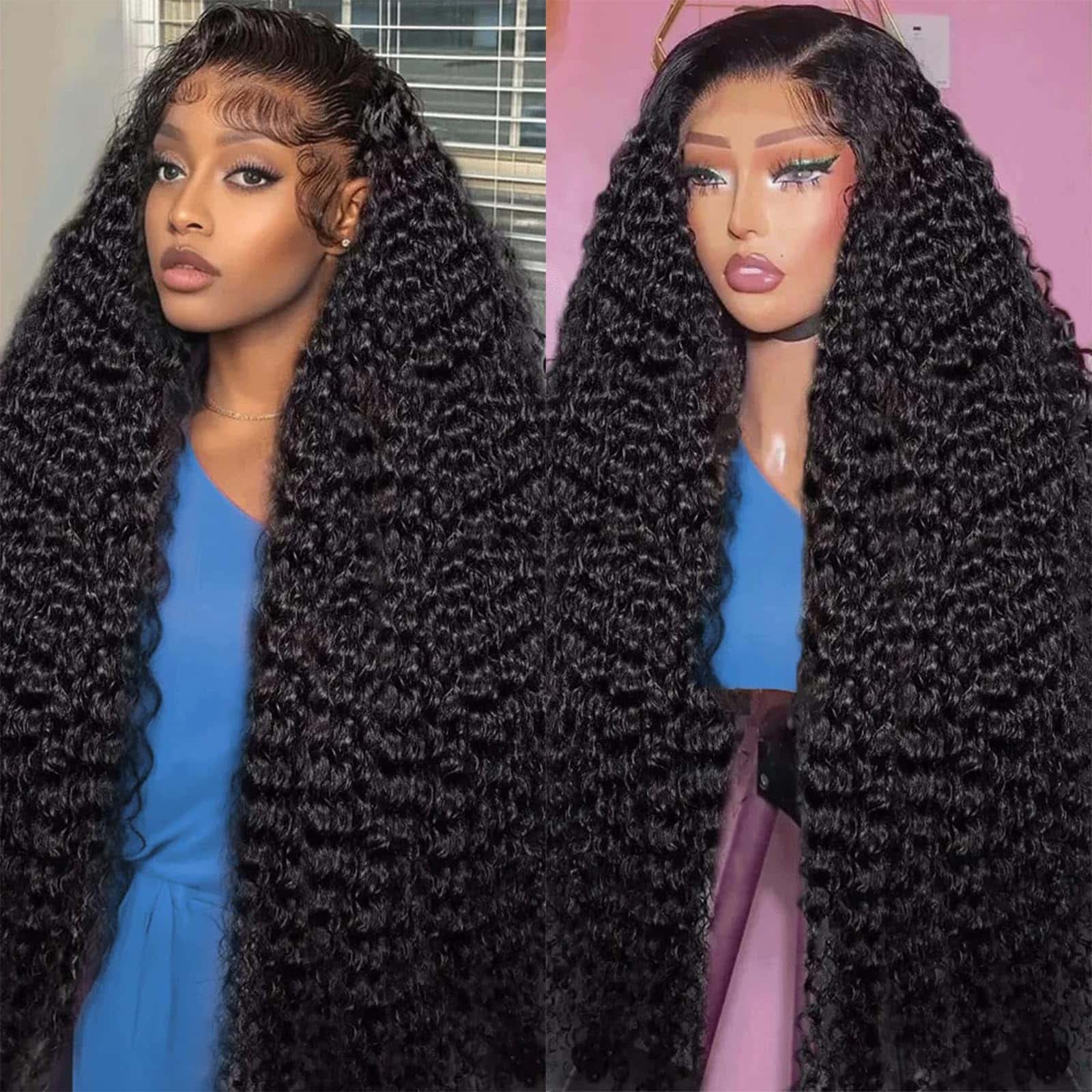 Tyiu 36 Inch Pelucas de Encaje de Onda Profunda de Cabello