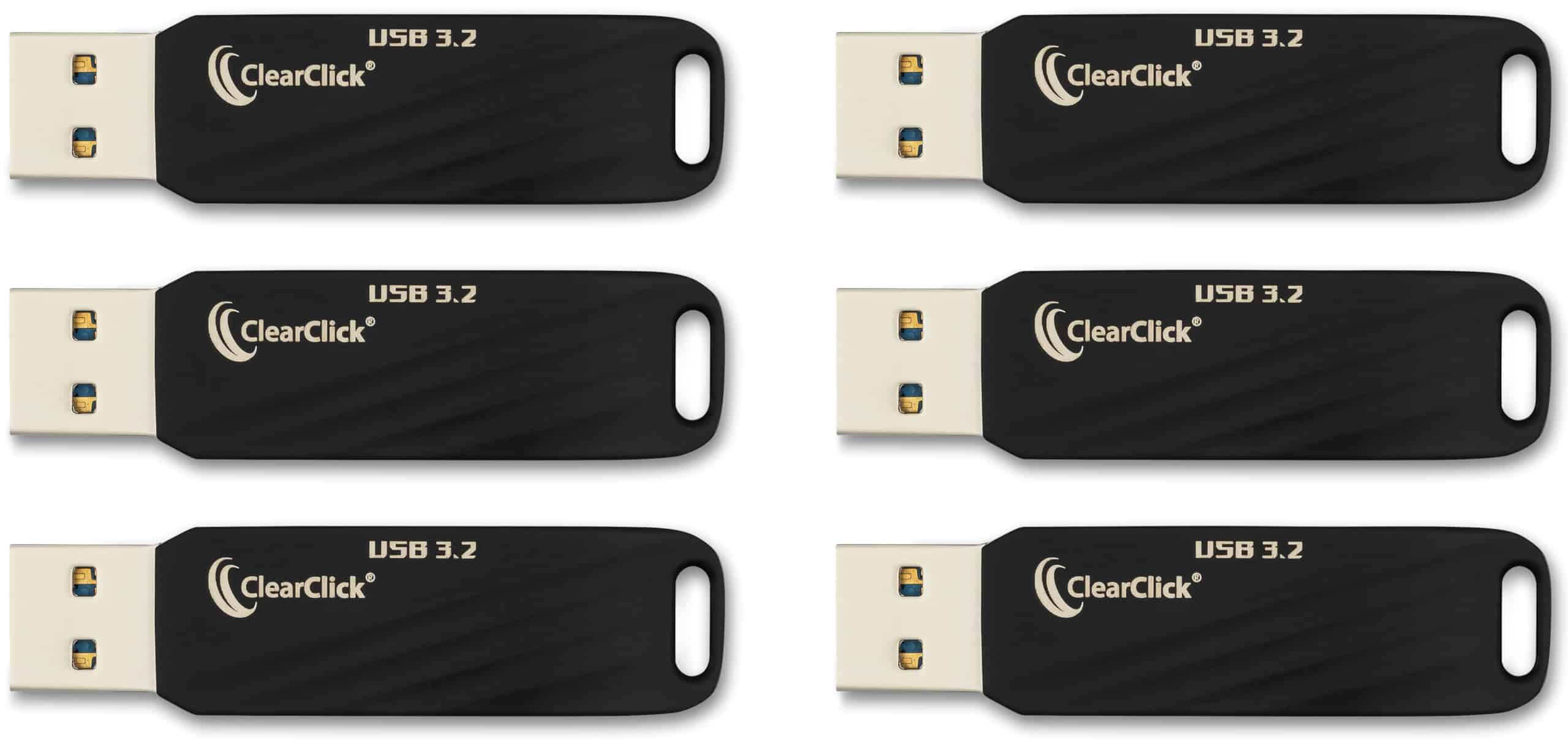 Paquete de 6 Memorias USB 3.2 ClearClick de 64GB con