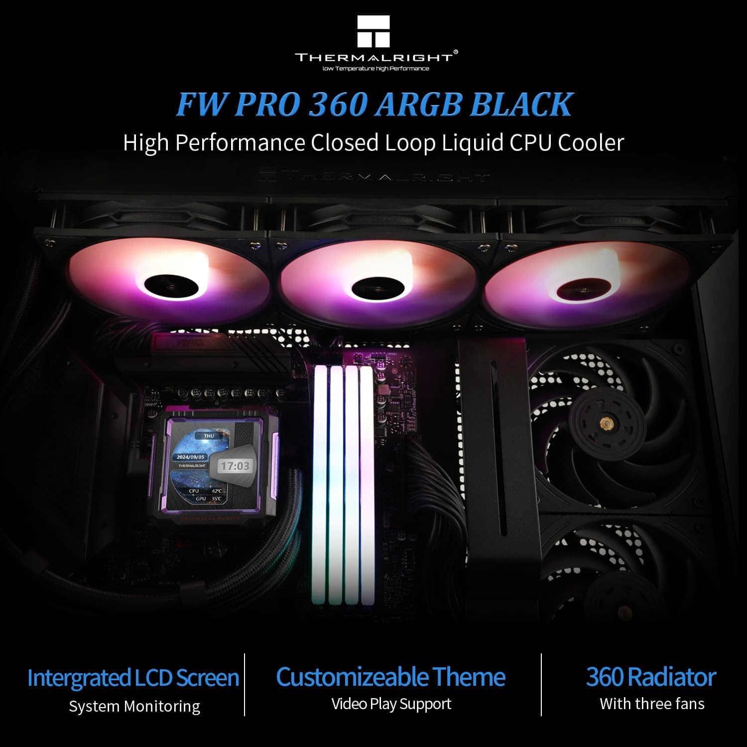 Refrigerador de CPU AIO Thermalright FW PRO 360 ARGB Negro, - Image 3