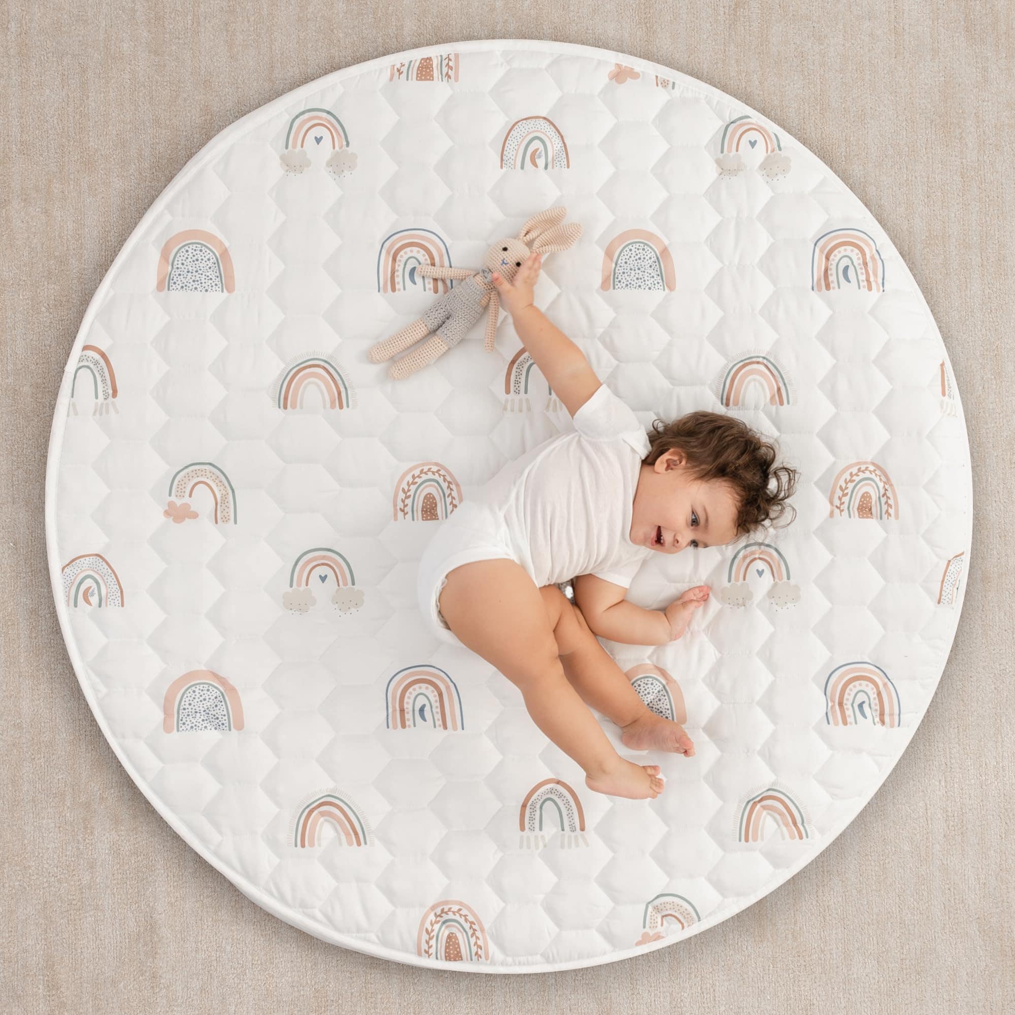 Tapete de juego redondo para niños Comfy Cubs -Arcoíris - Imagen 3