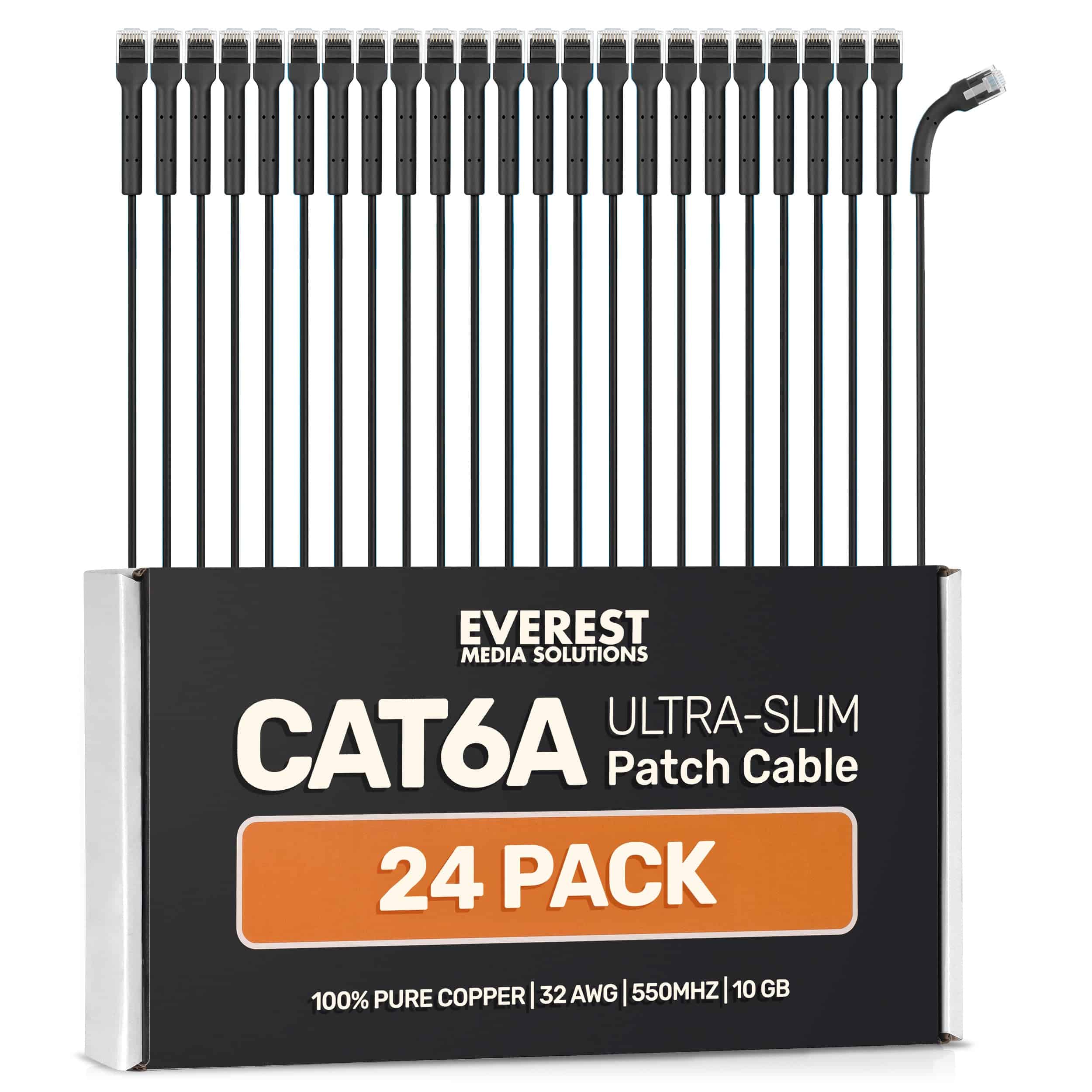 Cables de parche de Ethernet Cat6a Ultra Slim Everest 1ft