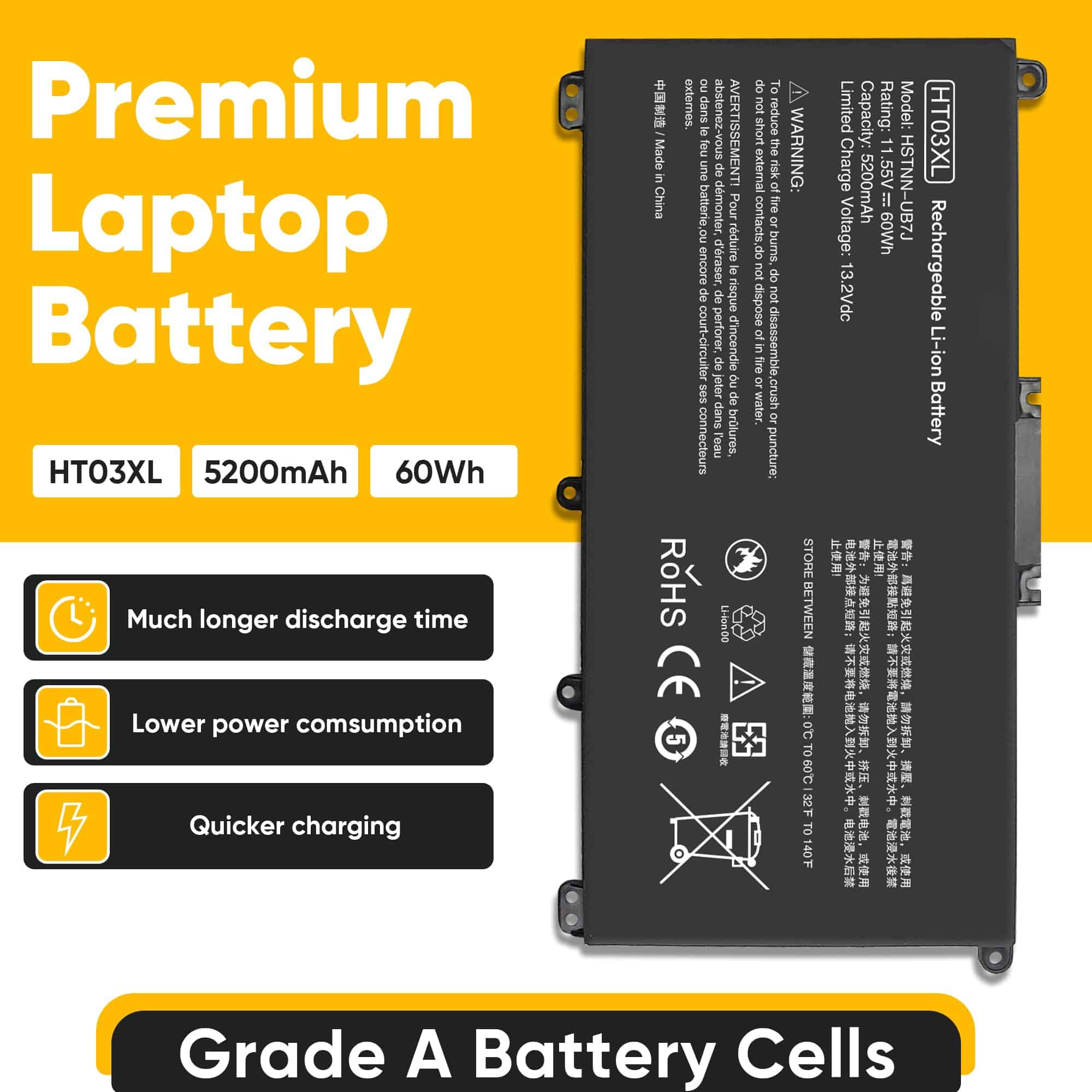 Batería de Repuesto para Laptop RUEMIU 60Wh HT03XL - Image 3